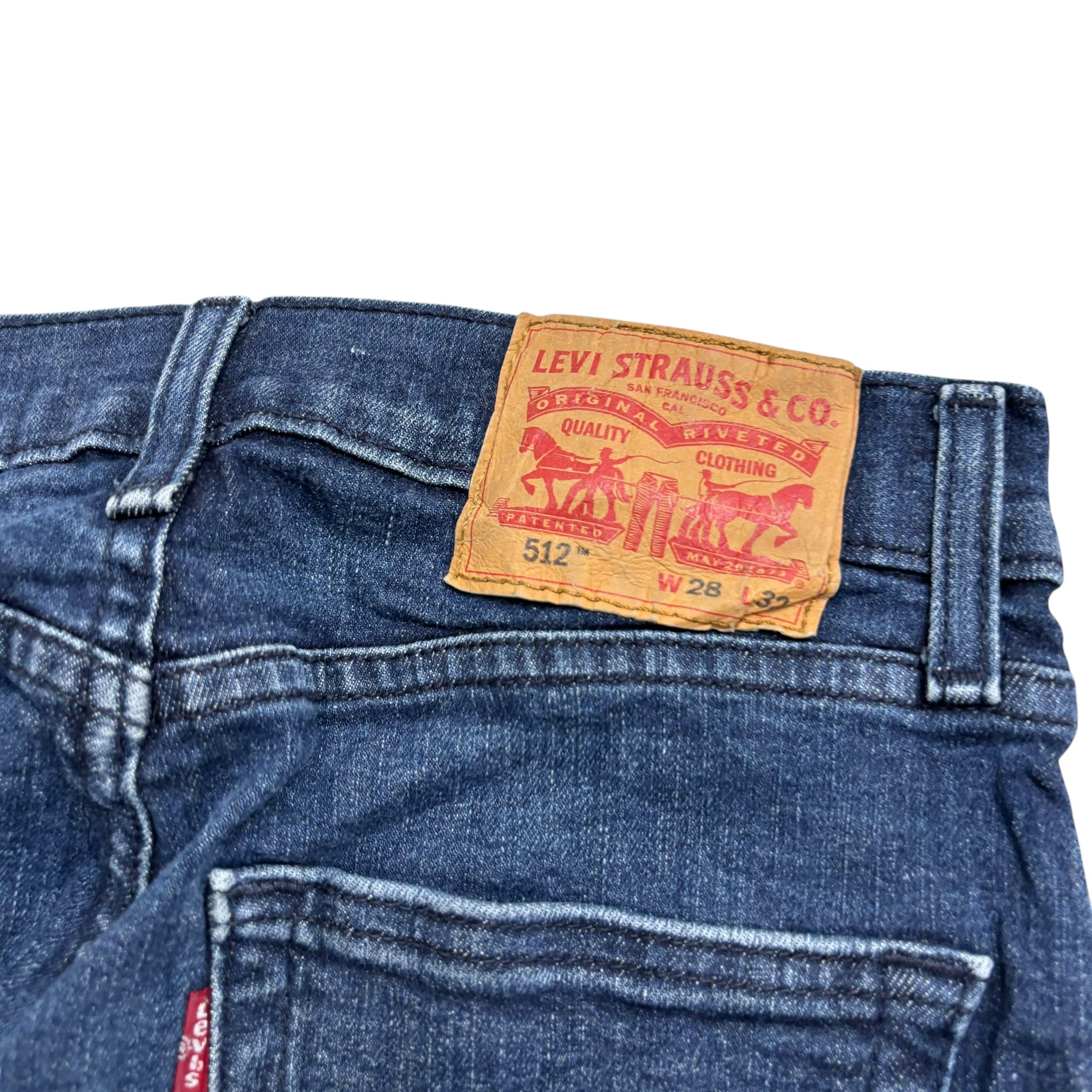 Levis 512 Jeans W27 L31 Mens Navy Blue Slim Tapered Fit Stretch Denim (E)