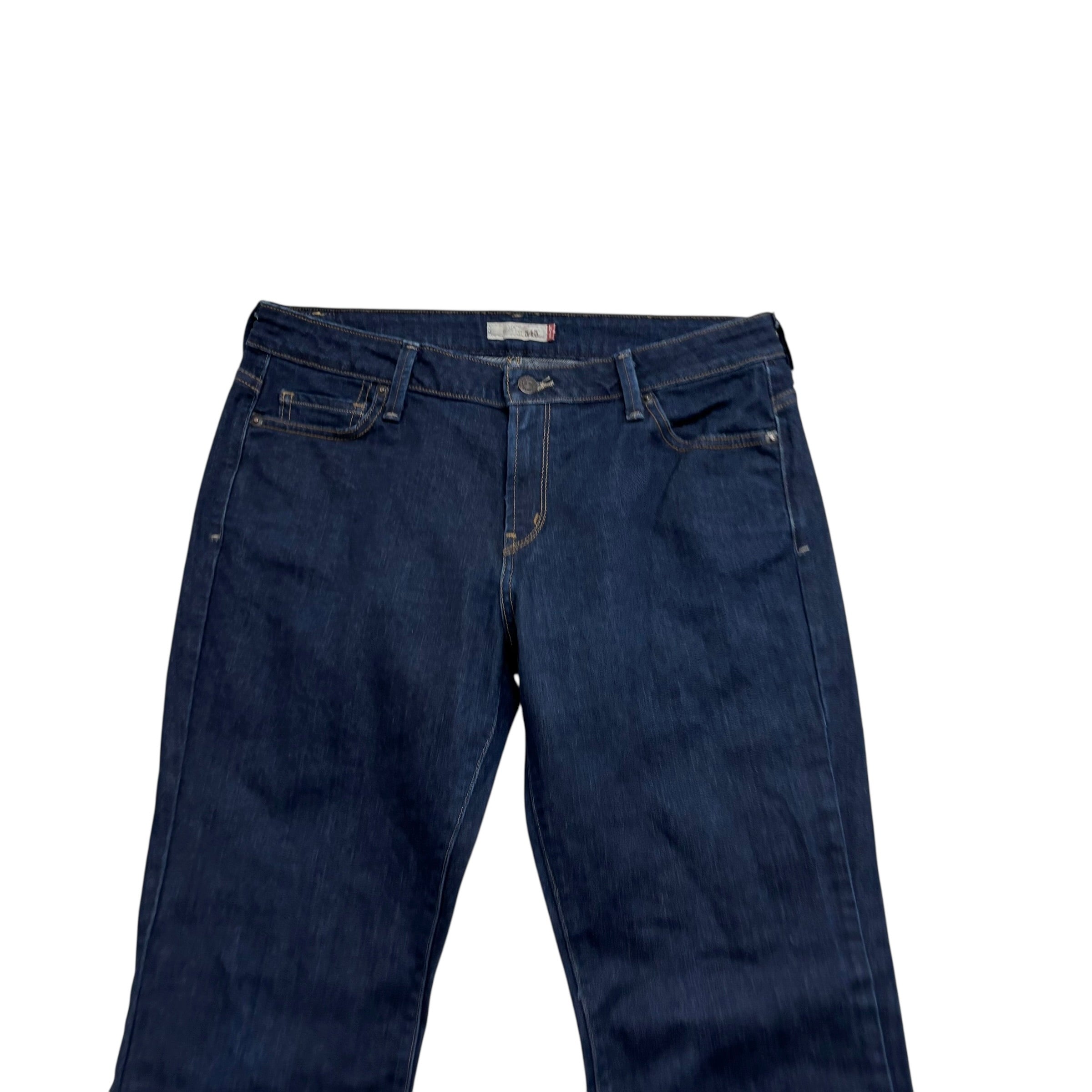 Levis 545 Jeans W34 L34 Womens Low Rise Bootcut Dark Blue Stretch Denim (E)