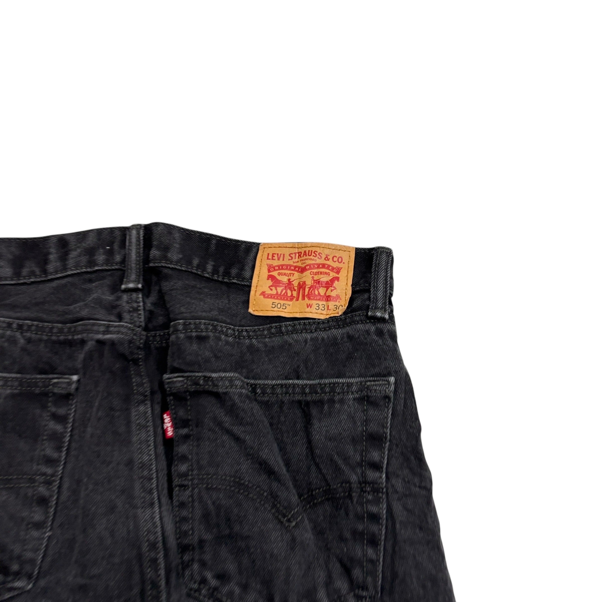 Levis 505 Jeans W32 L30 Mens Black Regular Straight Fit Denim (E)