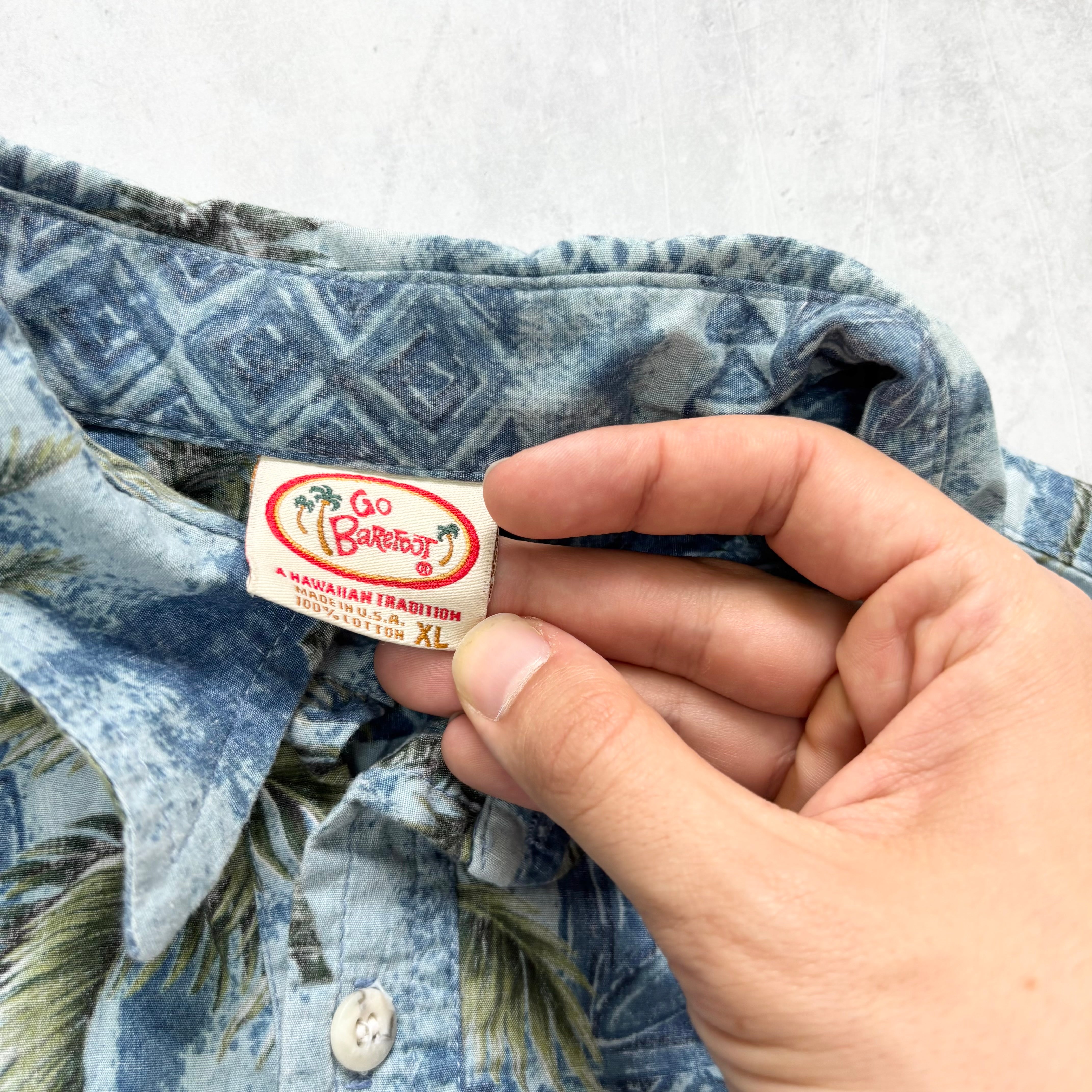 Vintage Hawaiian Shirt Mens XL Blue Floral Aloha Short Sleeve Cotton (E)
