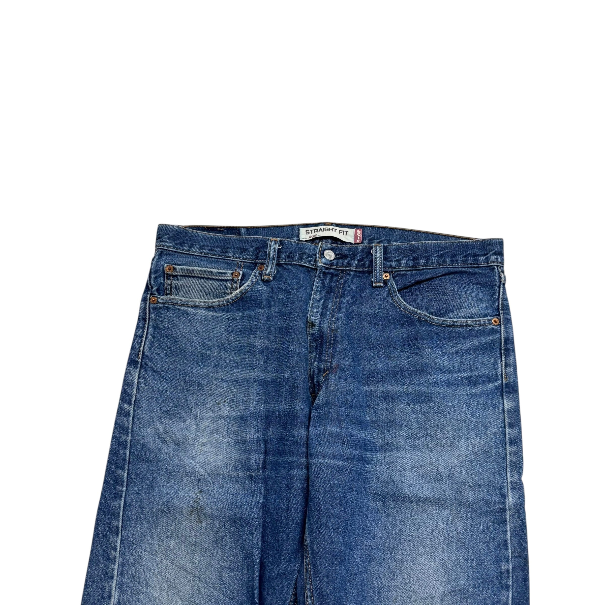 Levis 505 Jeans W36 L32 Mens Mid Blue Regular Straight Fit Vintage Denim