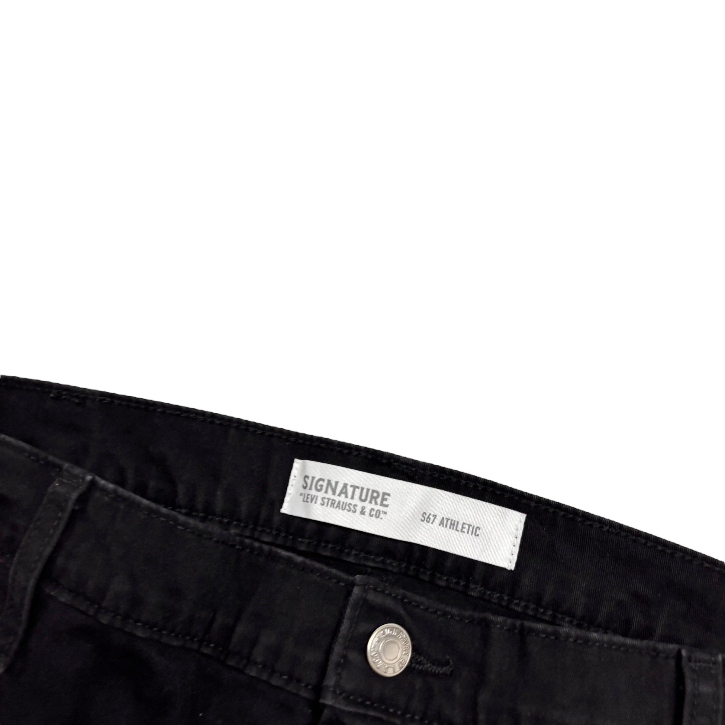 Levis Signature Trousers W40 L29 Mens Black Athletic Fit Stretch Pants (E)