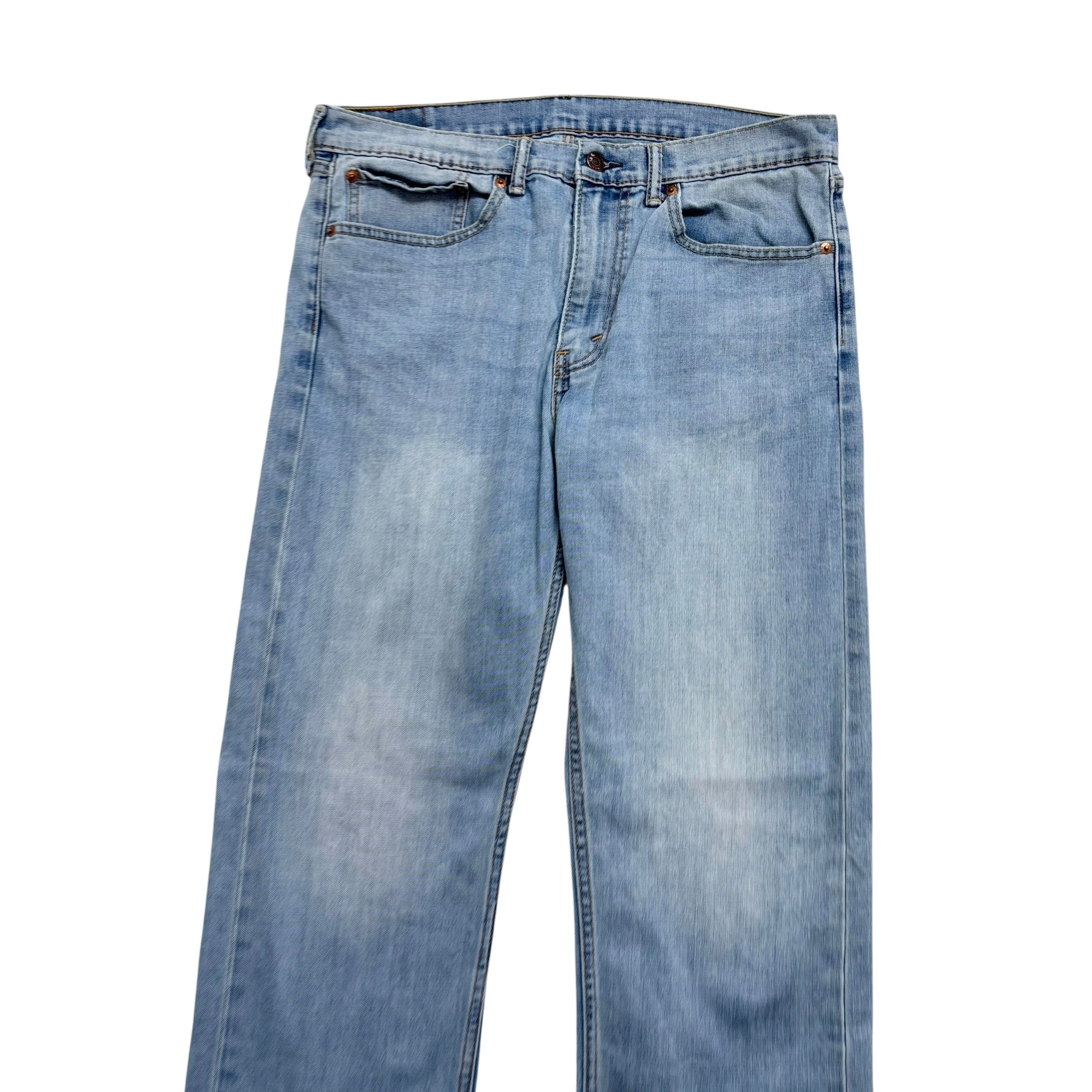 Levis 505 Jeans W34 L30 Mens Light Blue Regular Straight Fit Stretch Denim (E)