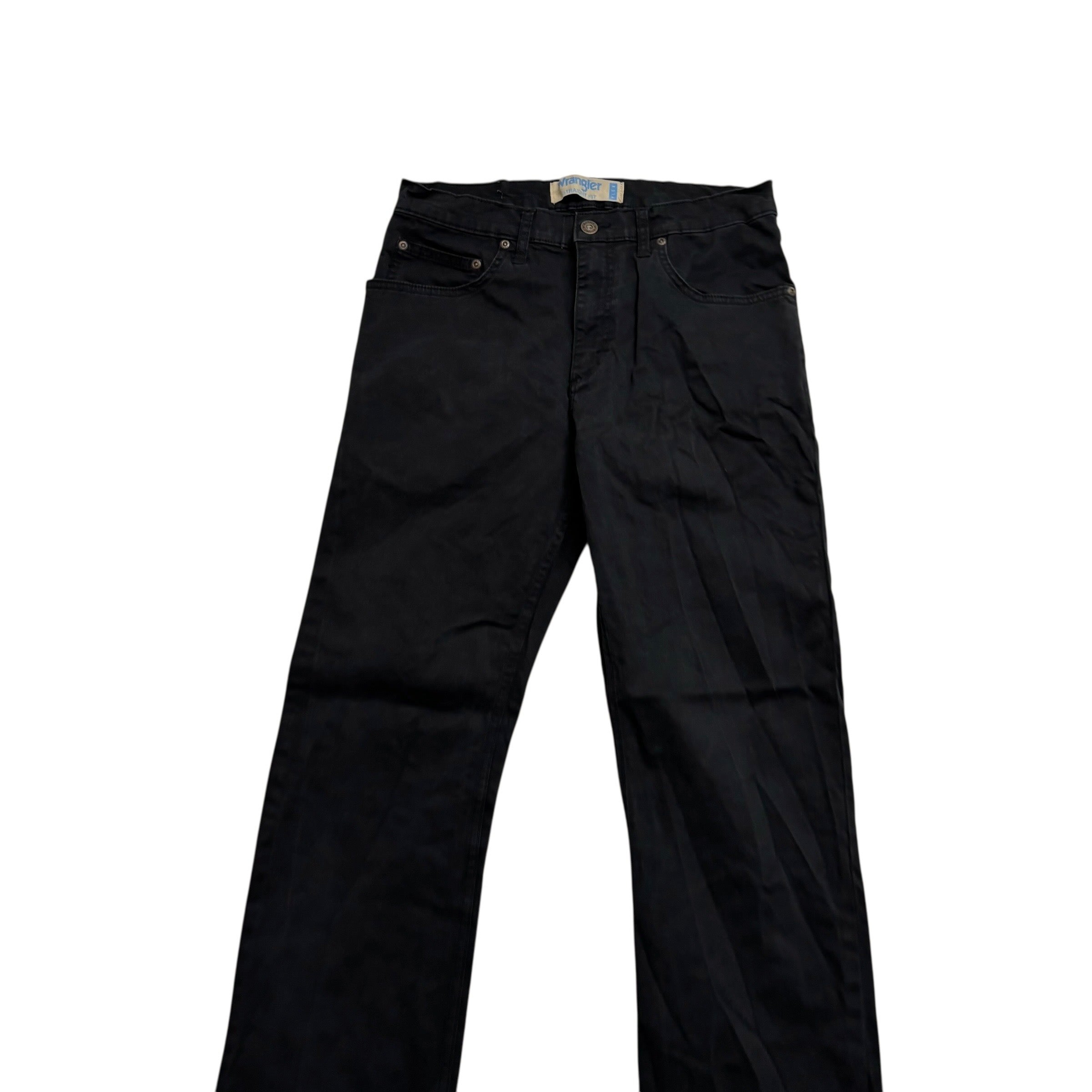 Wrangler Trousers W29 L32 Mens Black Regular Straight Fit Stretch Pants (E)