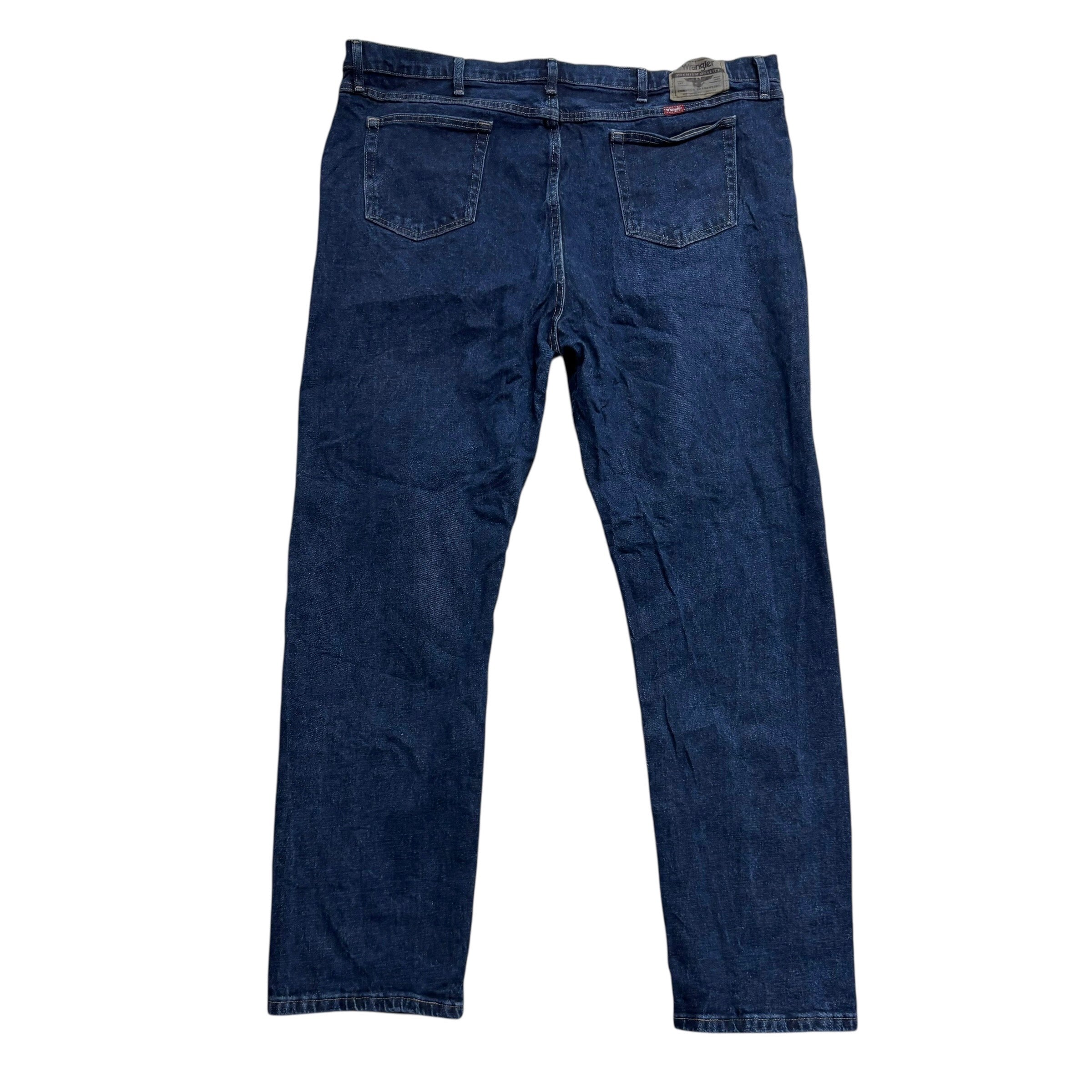 Wrangler Jeans W46 L32 Mens Dark Blue Regular Straight Fit Stretch Denim (E)