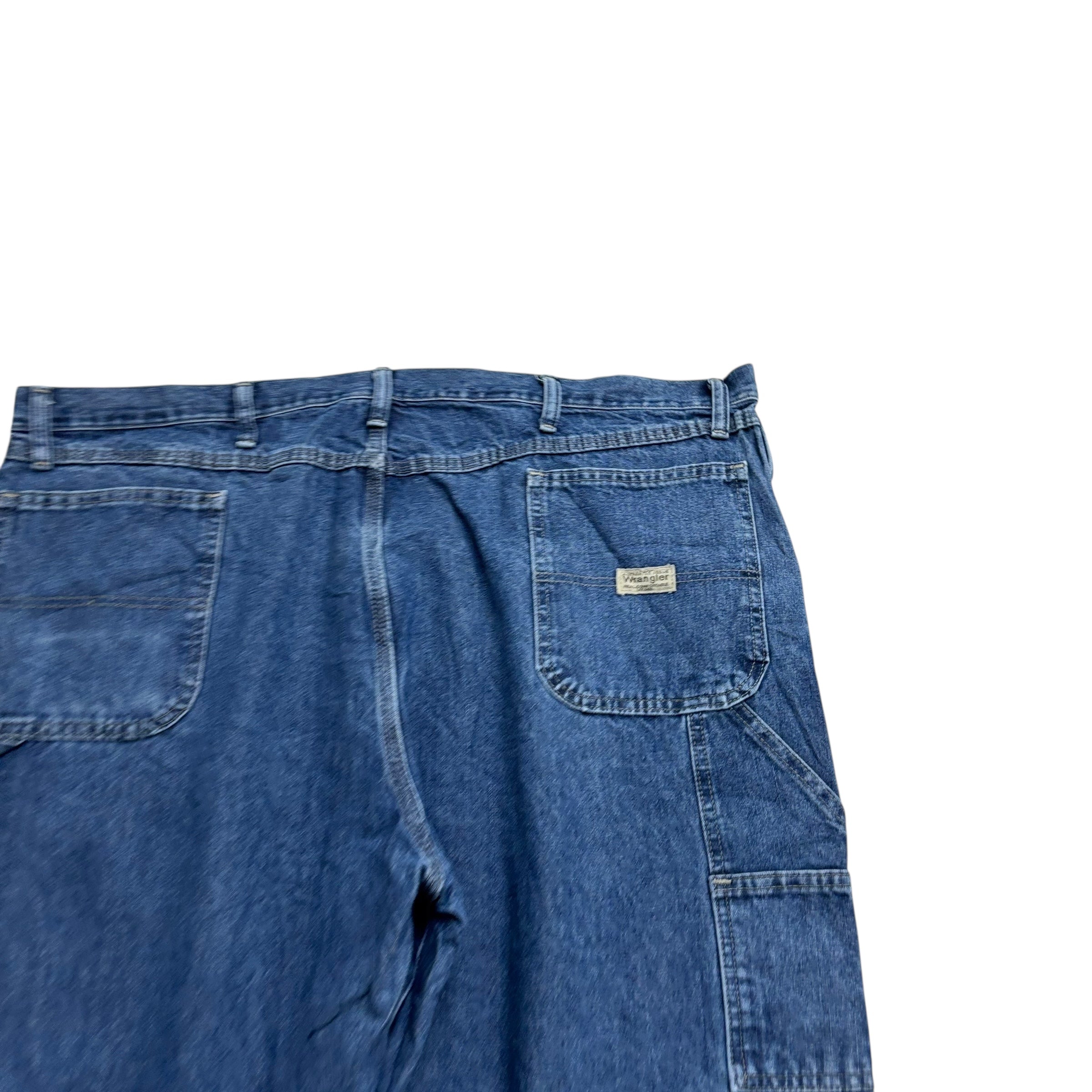Wrangler Carpenter Jeans W46 L30 Mens Mid Blue Relaxed Straight Fit Denim (E)