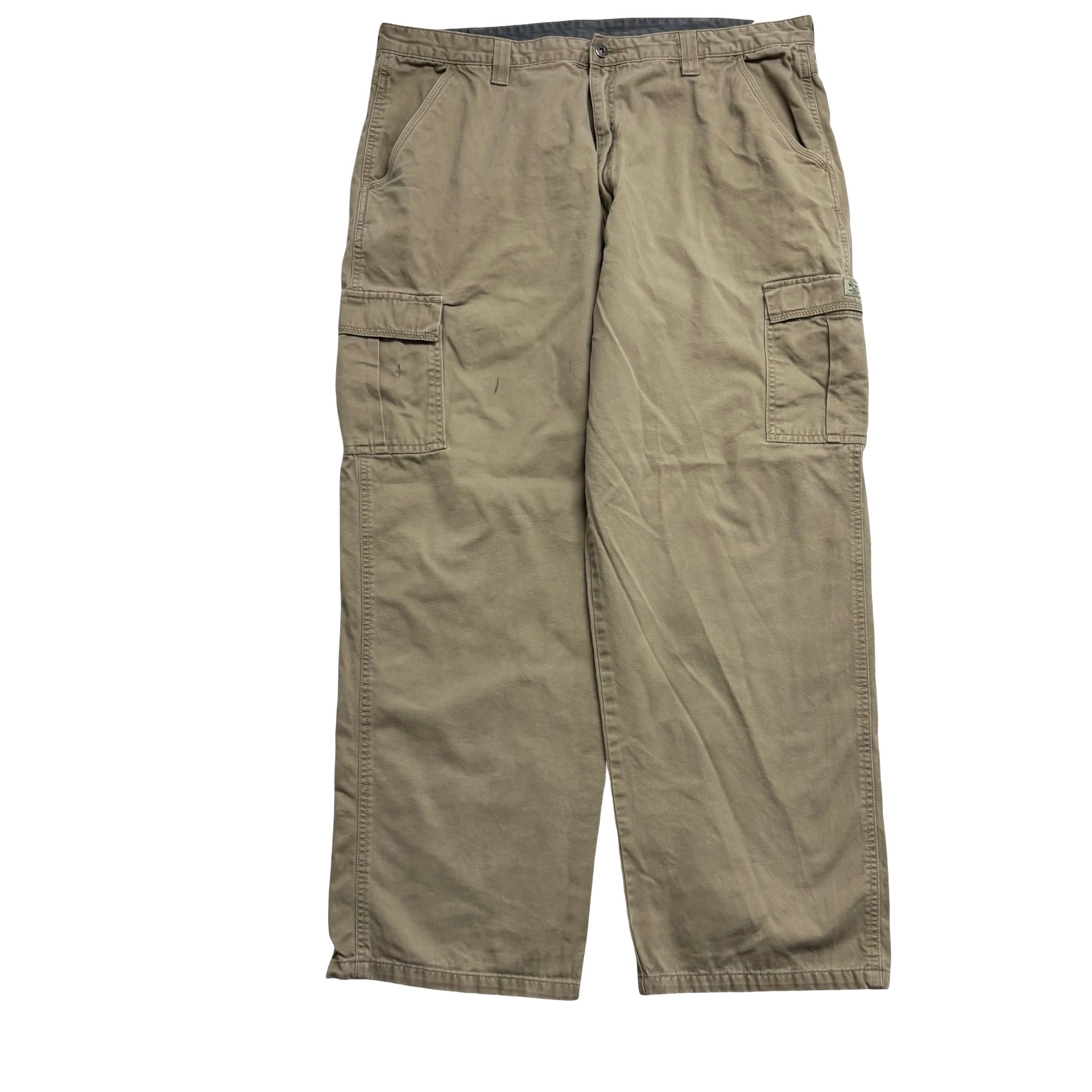 Wrangler Cargo Trousers W42 L32 Mens Beige Relaxed Straight Fit Pants