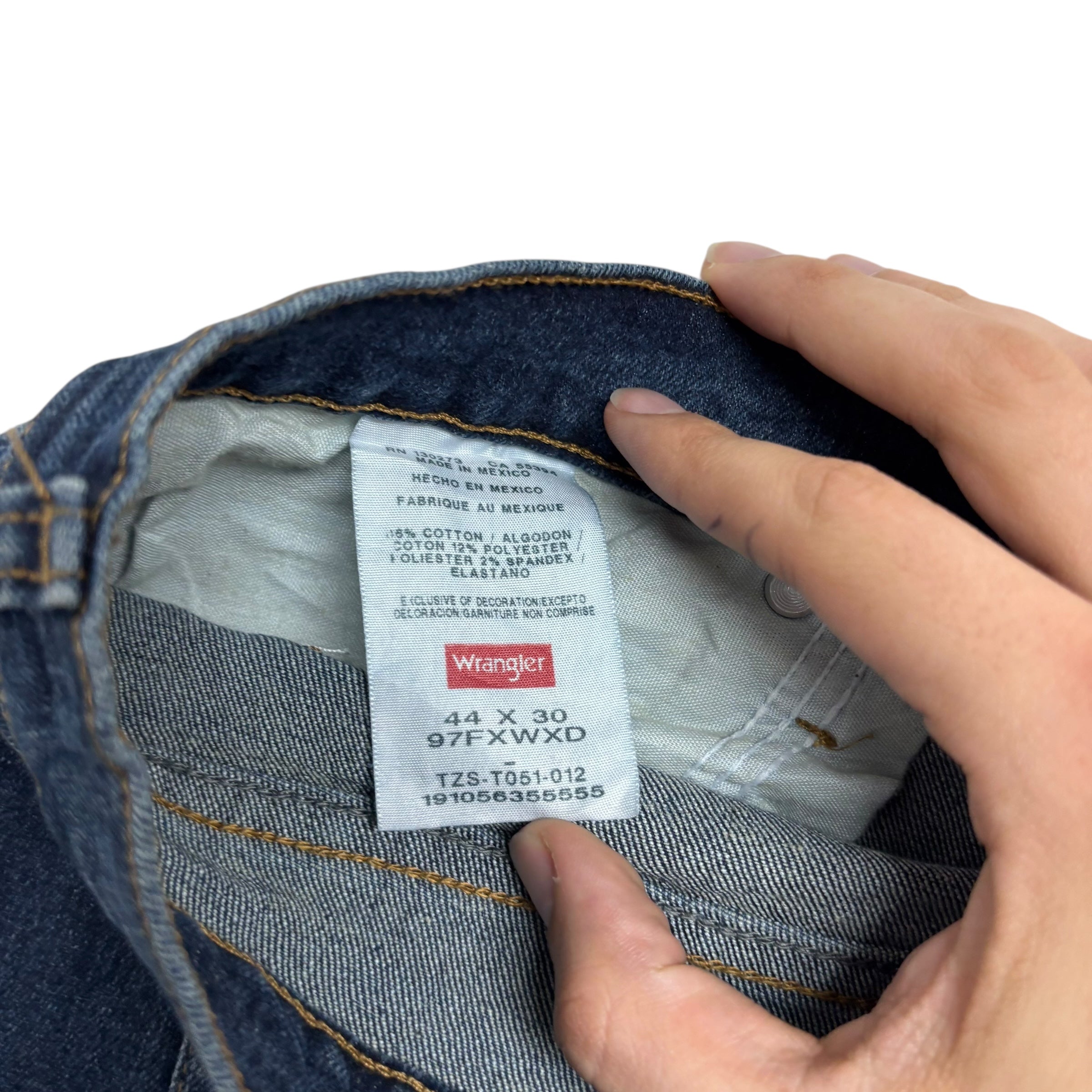 Wrangler Jeans W44 L30 Mens Dark Blue Relaxed Straight Fit Stretch Denim (E)