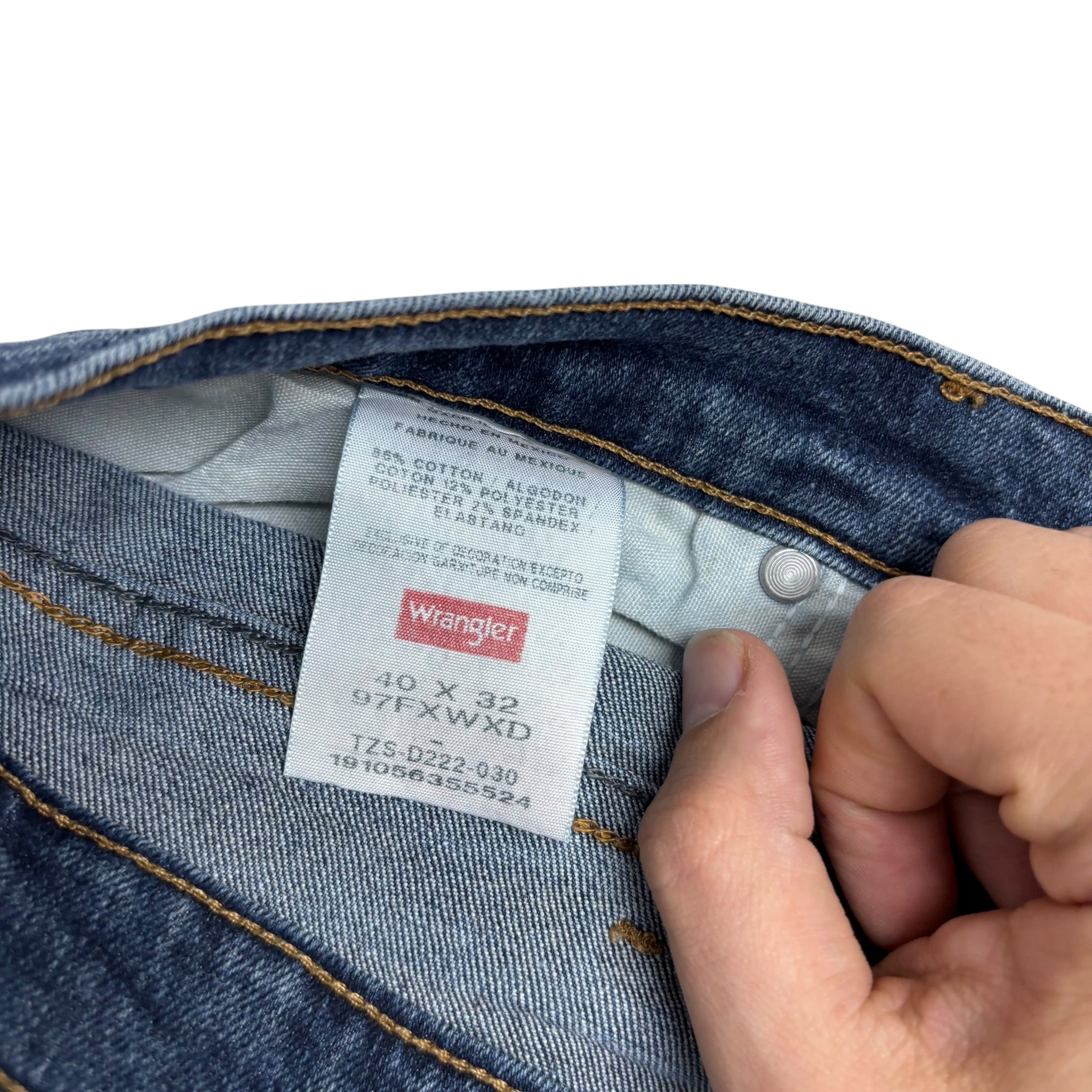 Wrangler Jeans W40 L32 Mens Dark Blue Relaxed Straight Fit Stretch Denim (E)