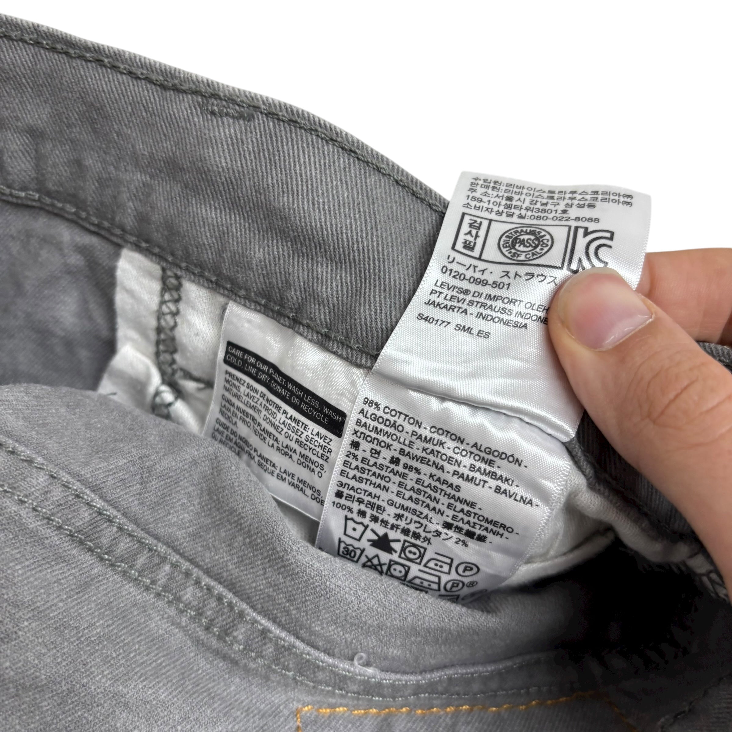 Levis 513 Jeans W36 L30 Mens Grey Slim Straight Fit Stretch Denim (E)