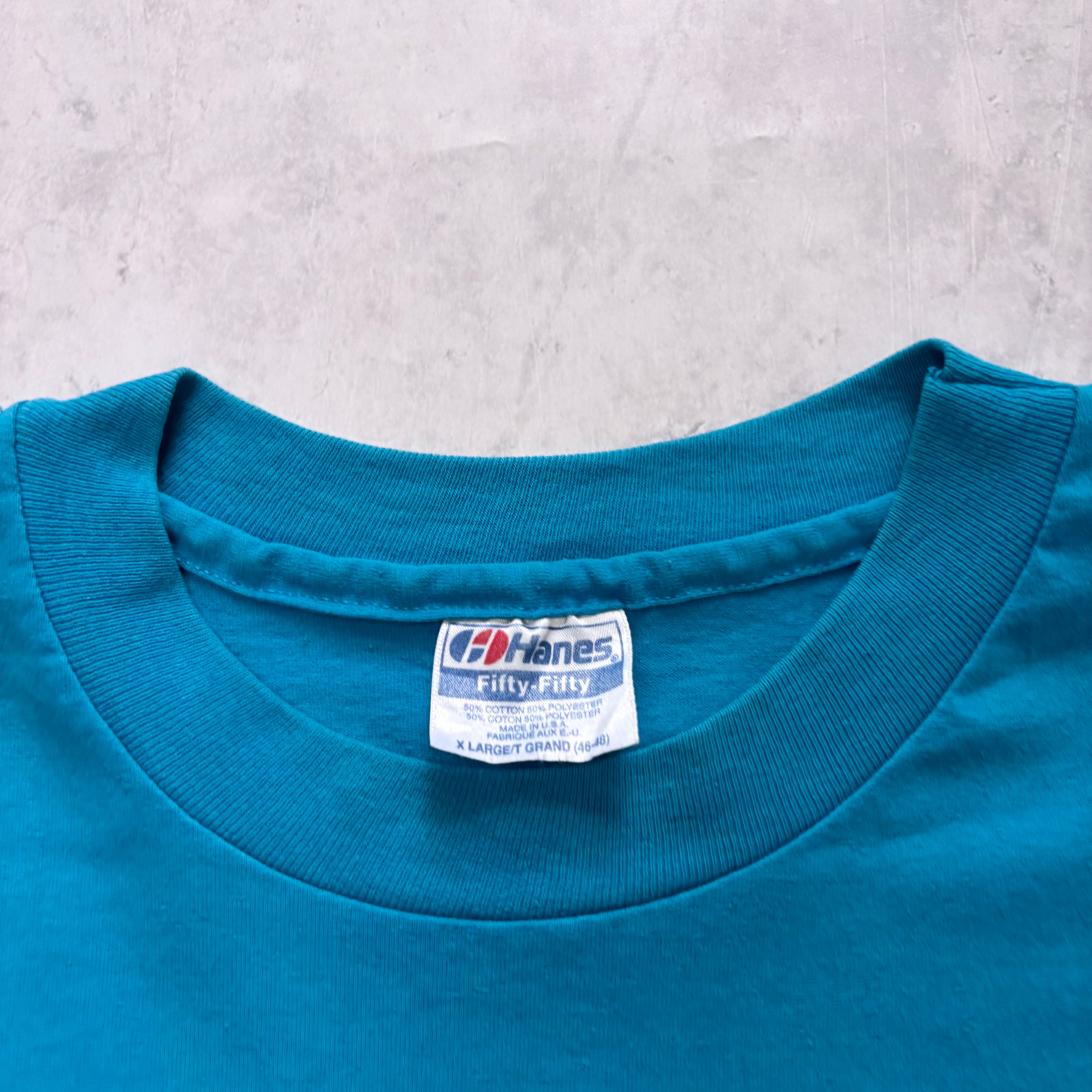 Vintage T Shirt Mens XL Blue Single Stitch Graphic Print 90s Run Race (E)