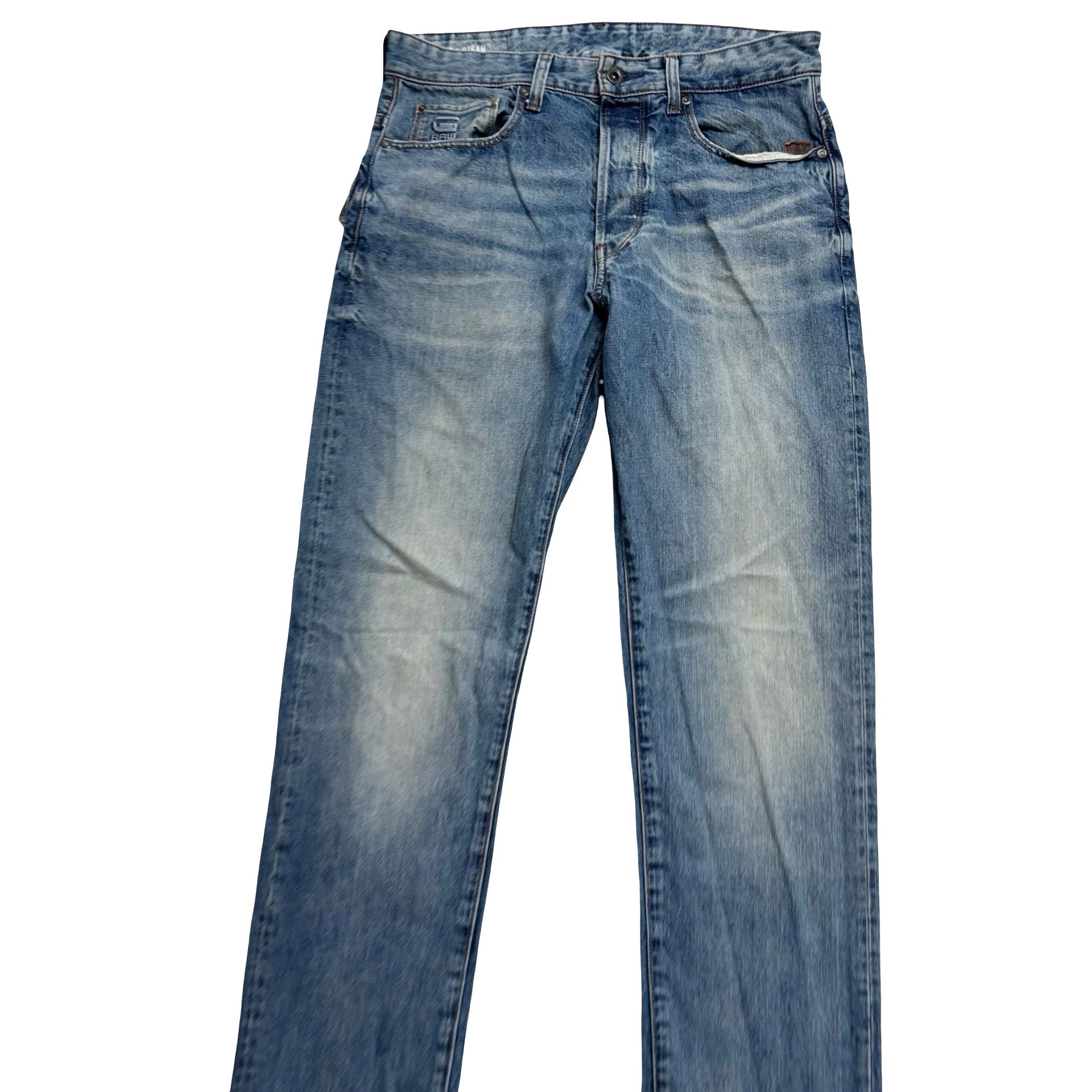 G Star Stean Jeans W30 L34 Mens Mid Blue Regular Tapered Fit Denim