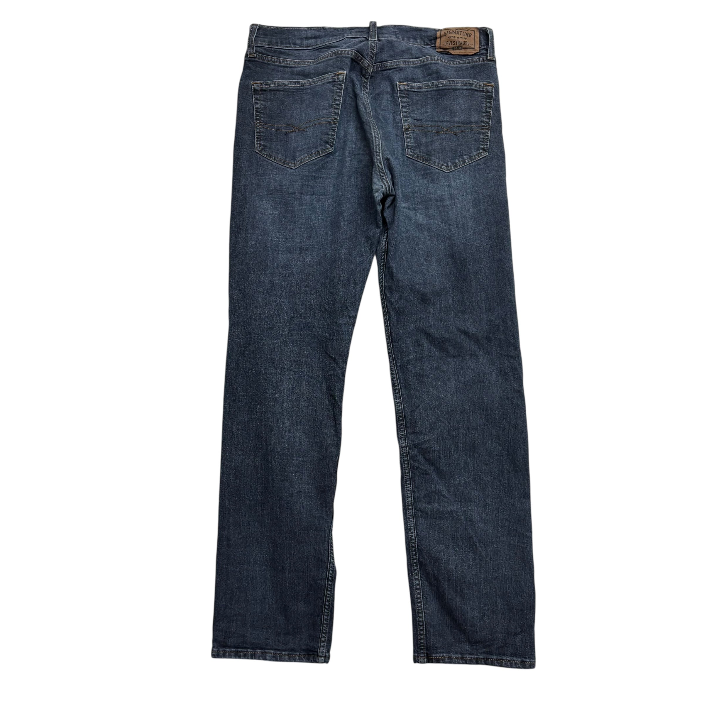 Levis Signature Jeans W34 L33 Mens Dark Blue Regular Straight Stretch Denim (E)