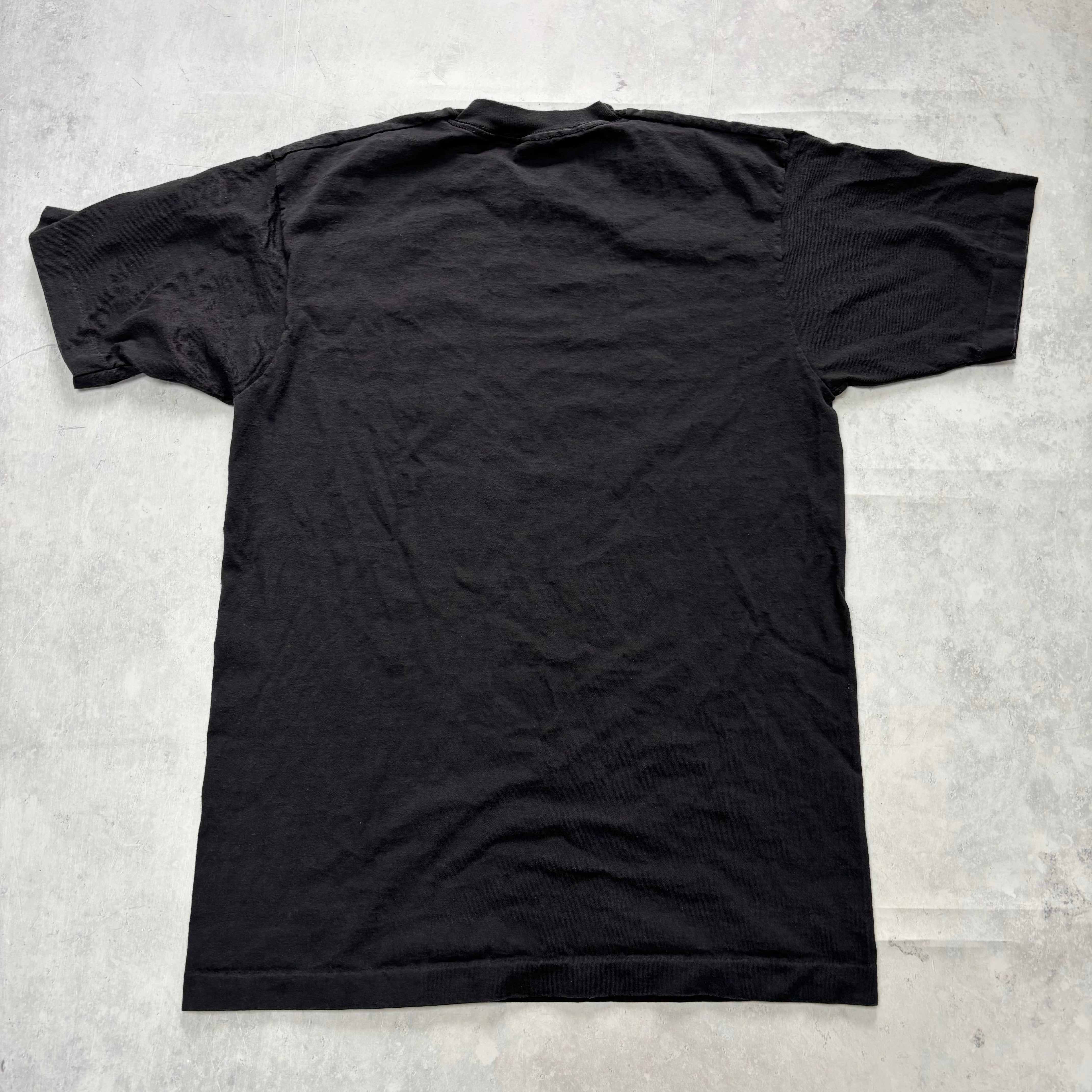 Vintage T Shirt Mens Medium Black Single Stitch Graphic Print 90s Lottery (E)