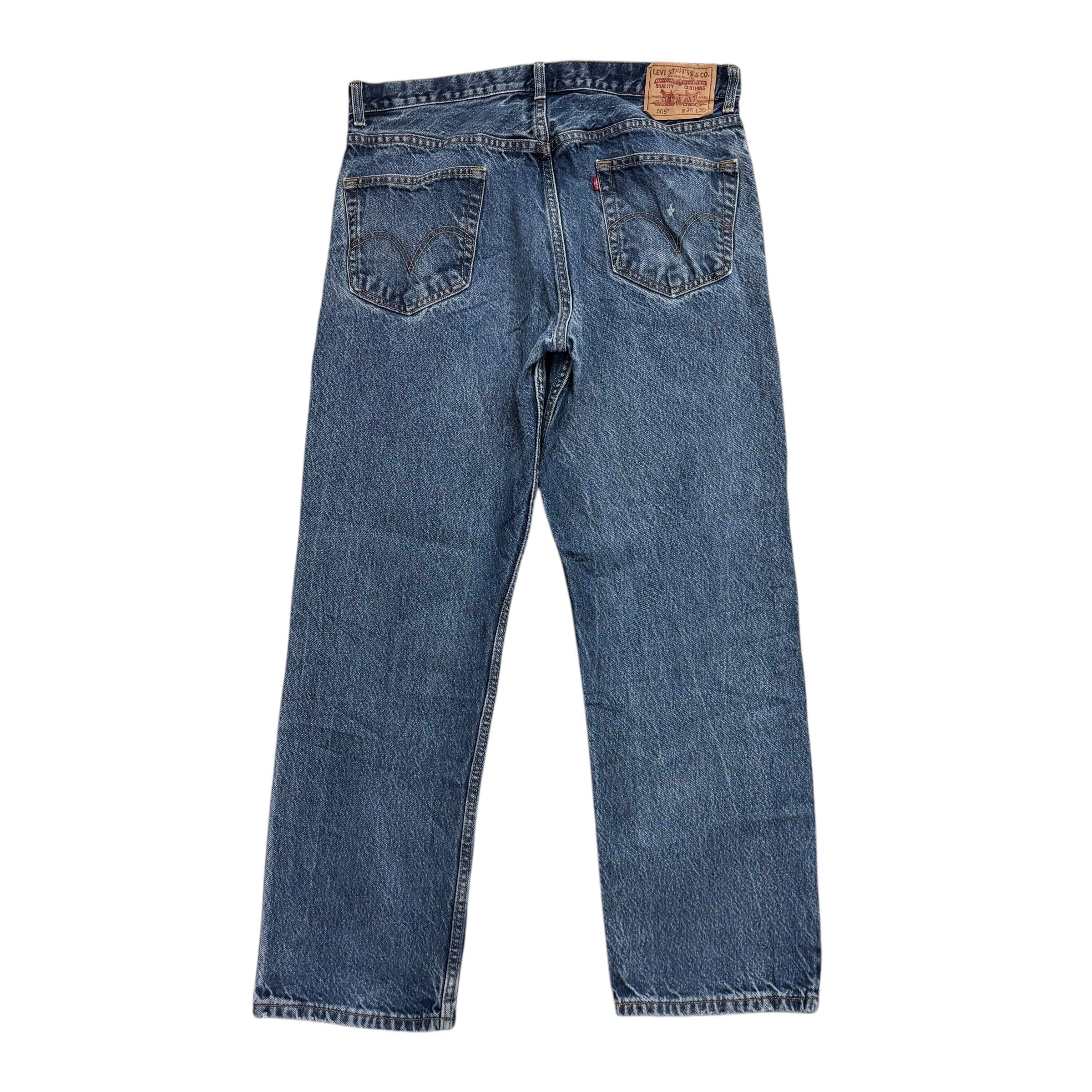 Levis 505 Jeans W36 L30 Mens Mid Blue Regular Straight Fit Vintage Denim