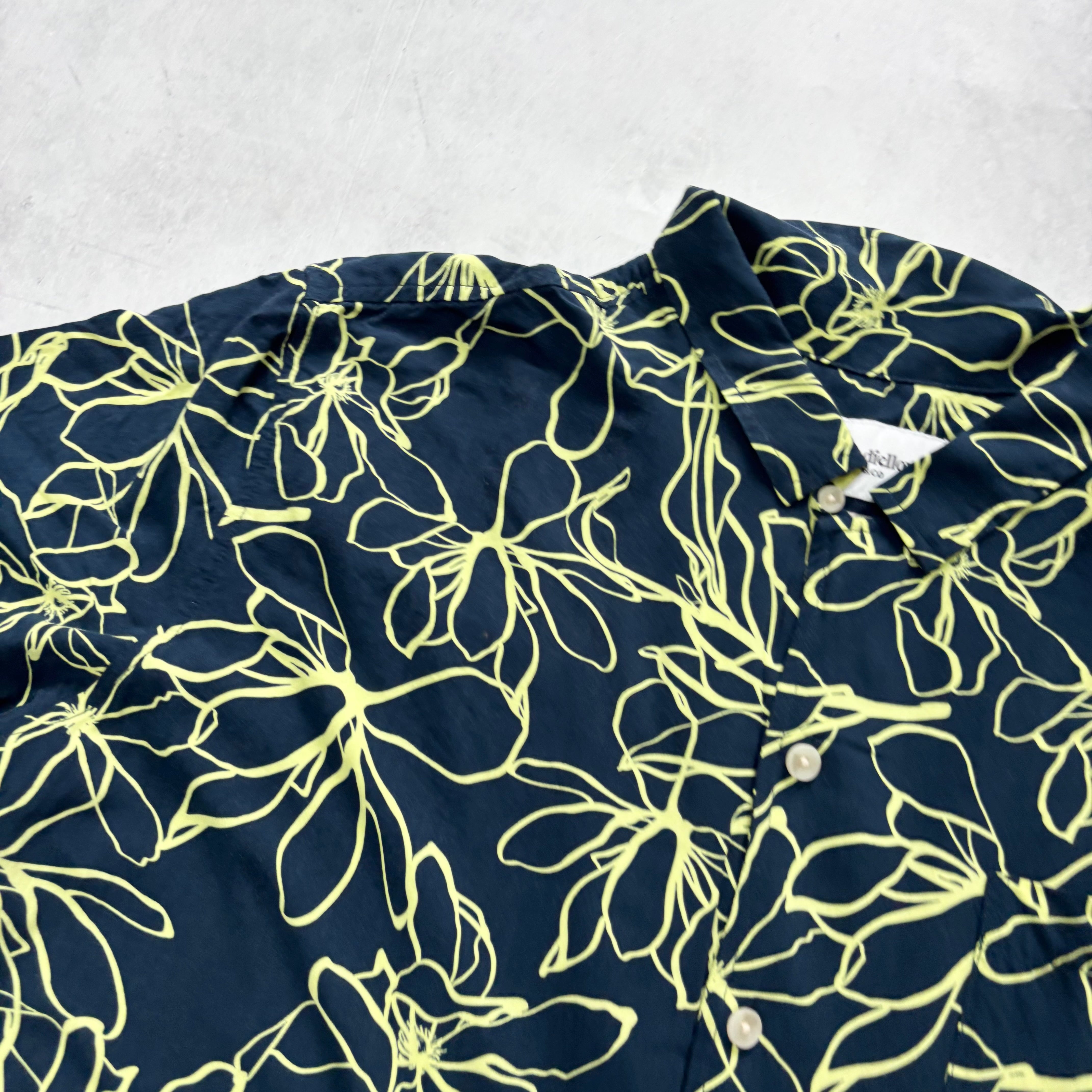 Hawaiian Shirt Mens XXL Navy Floral Aloha Short Sleeve Rayon (E)