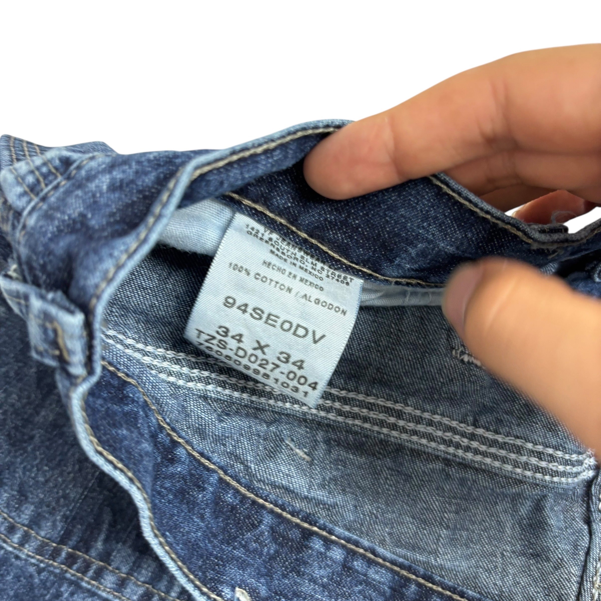 Wrangler Carpenter Jeans W34 L34 Mens Mid Blue Relaxed Fit Vintage Denim (E)