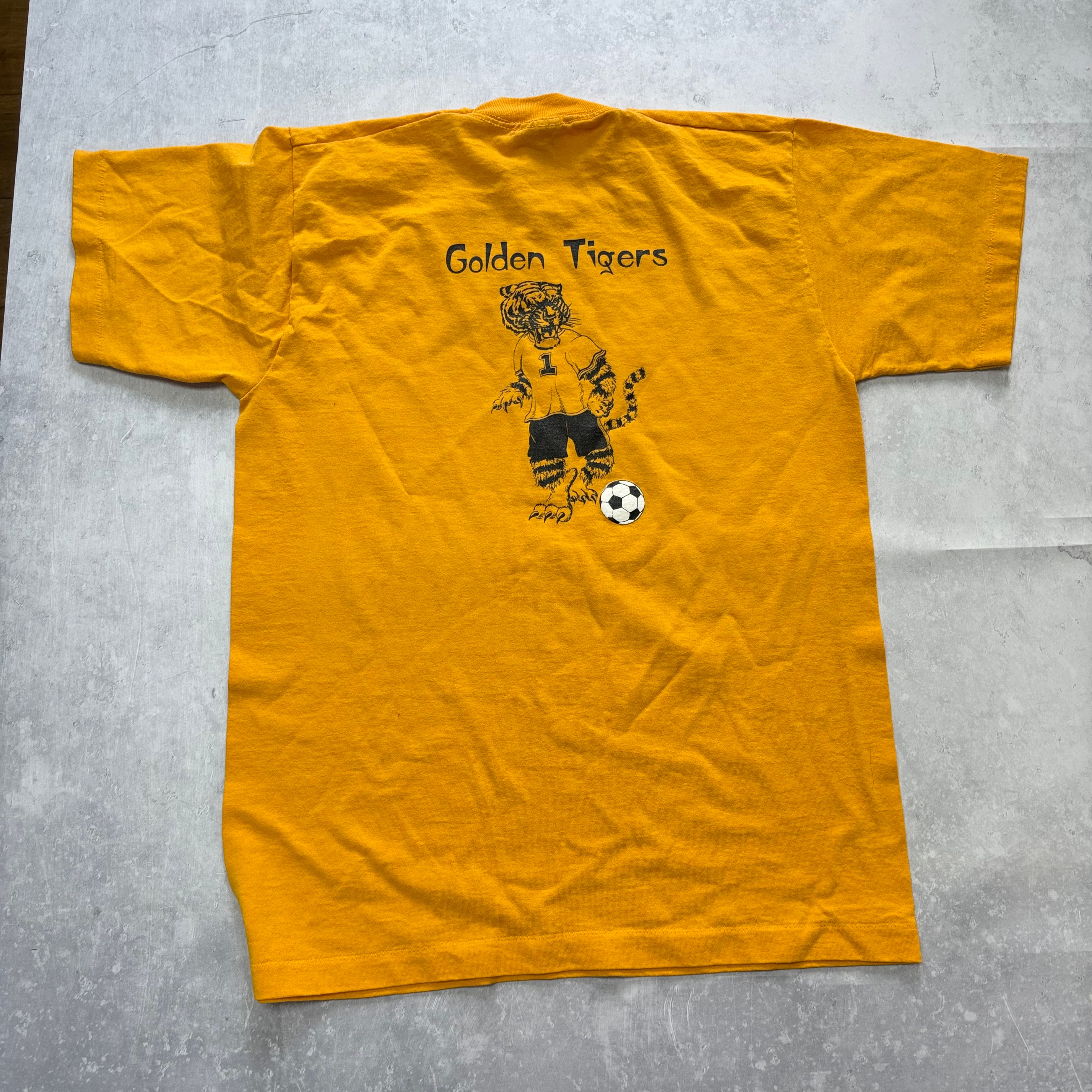 Vintage T Shirt Mens Small Yellow Single Stitch Graphic Print 90s USA (E)