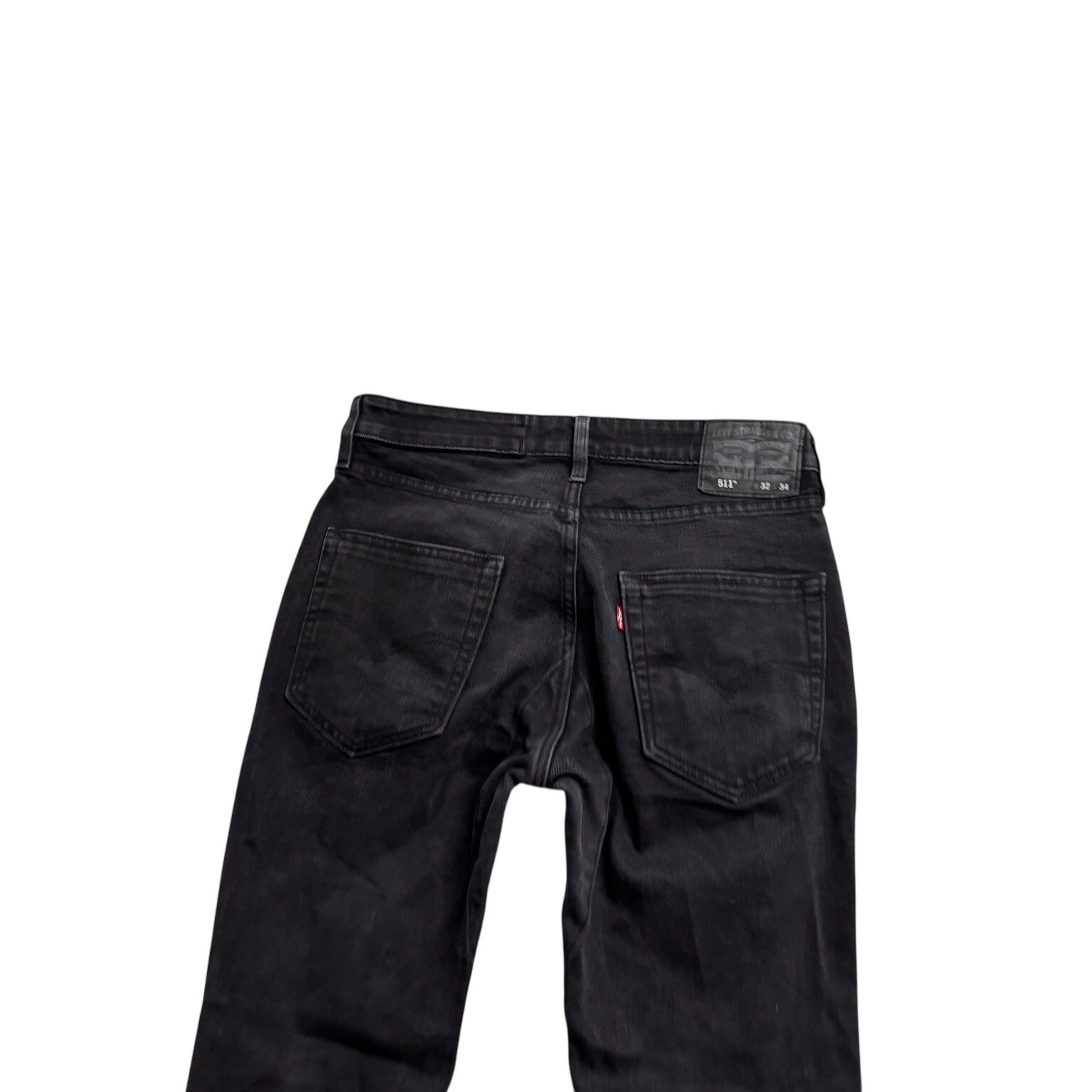 Levis 511 Commuter Jeans W32 L34 Mens Black Slim Fit Stretch Denim