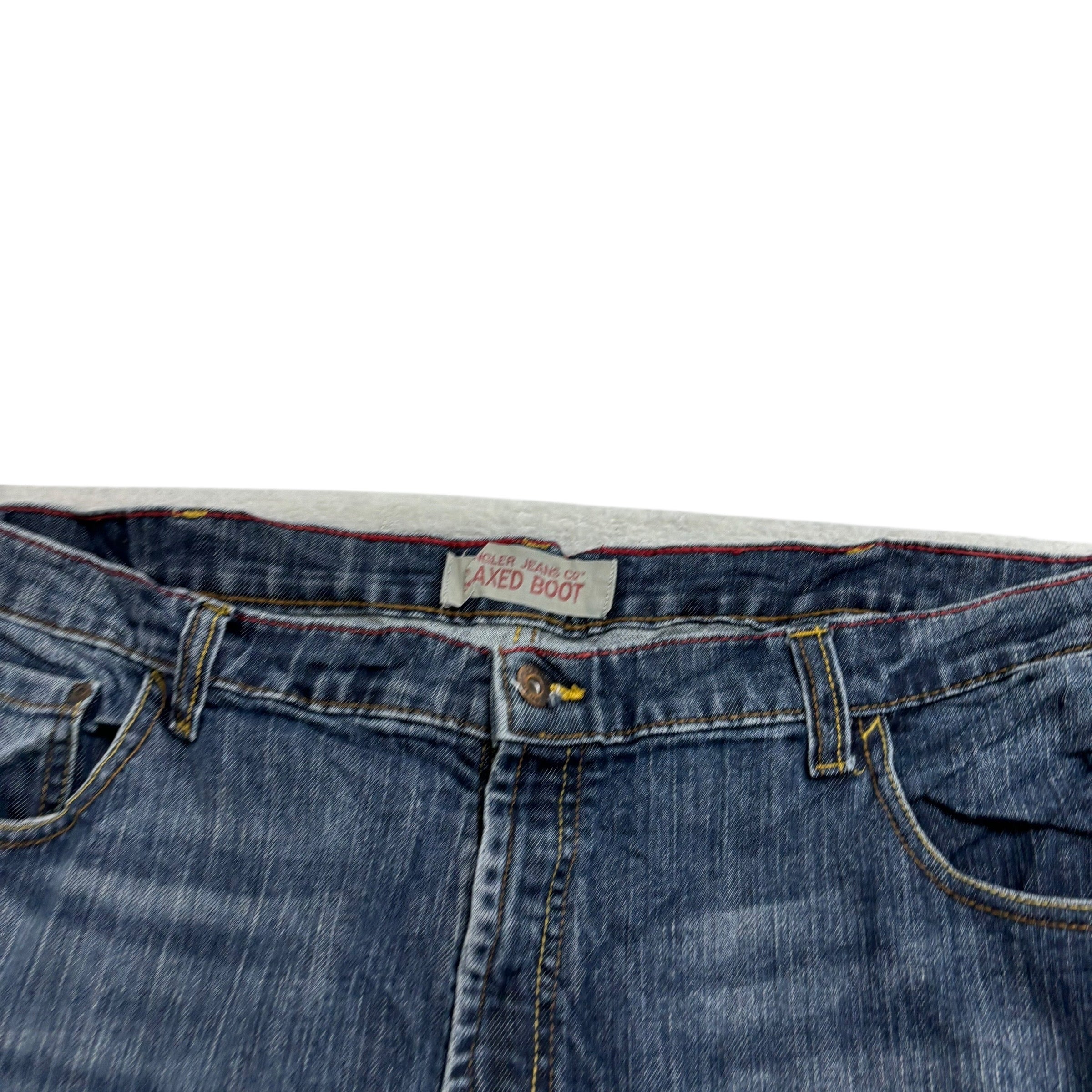 Wrangler Jeans W42 L32 Mens Dark Blue Relaxed Bootcut Fit Vintage Denim (E)