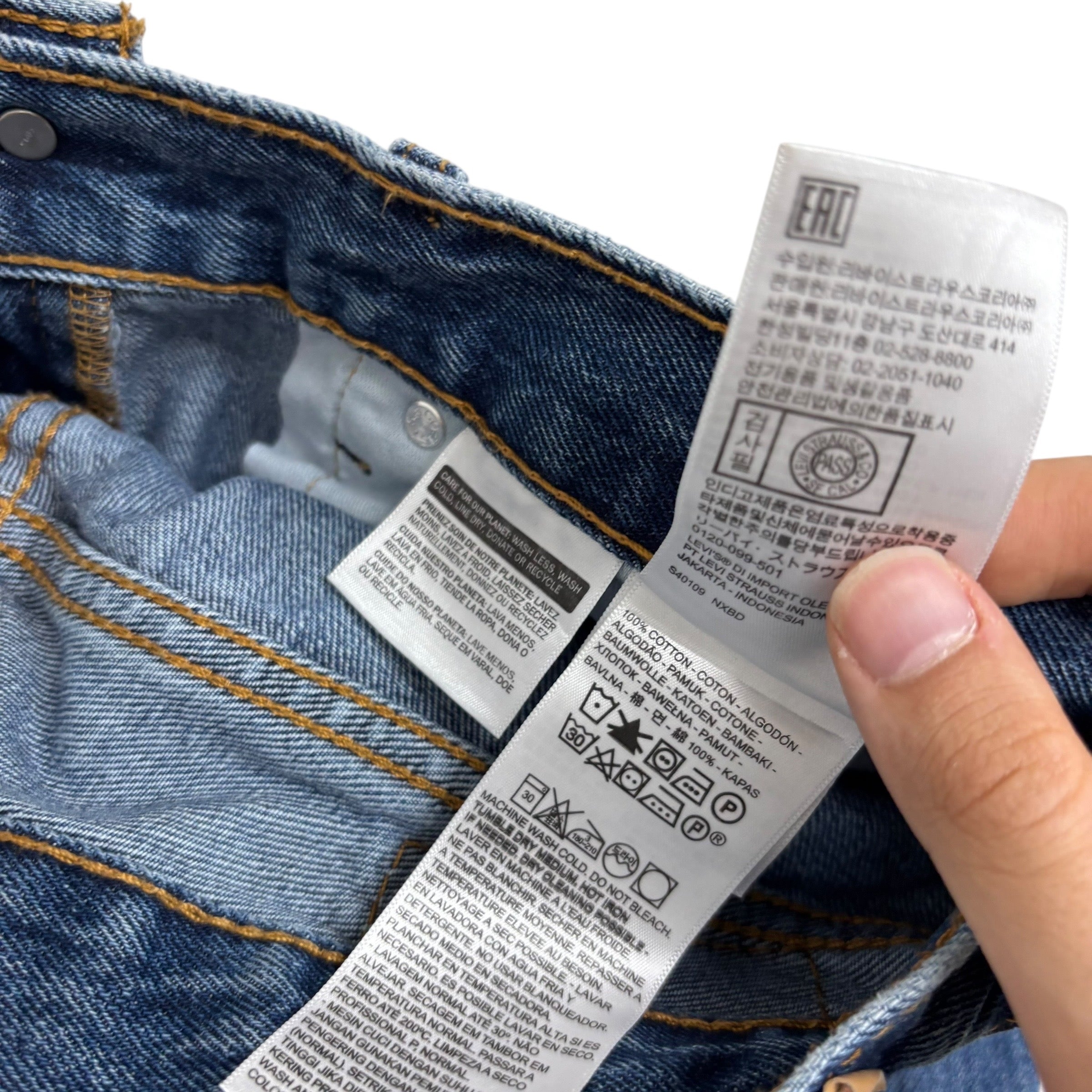 Levis 505 Jeans W33 L32 Mens Mid Blue Regular Straight Fit Denim (E)