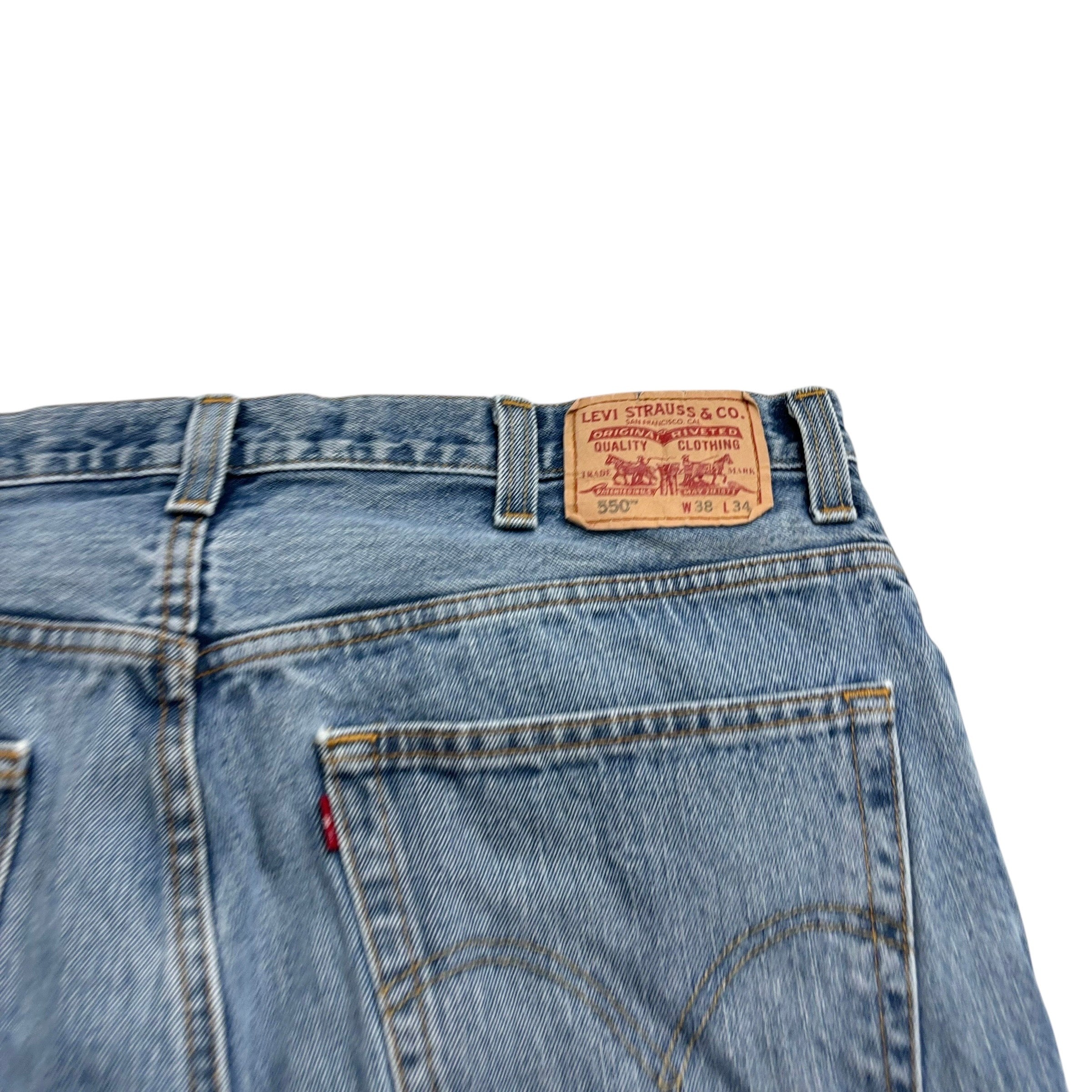 Levis 550 Jeans W38 L34 Mens Light Blue Baggy Relaxed Straight Vintage Denim (F)