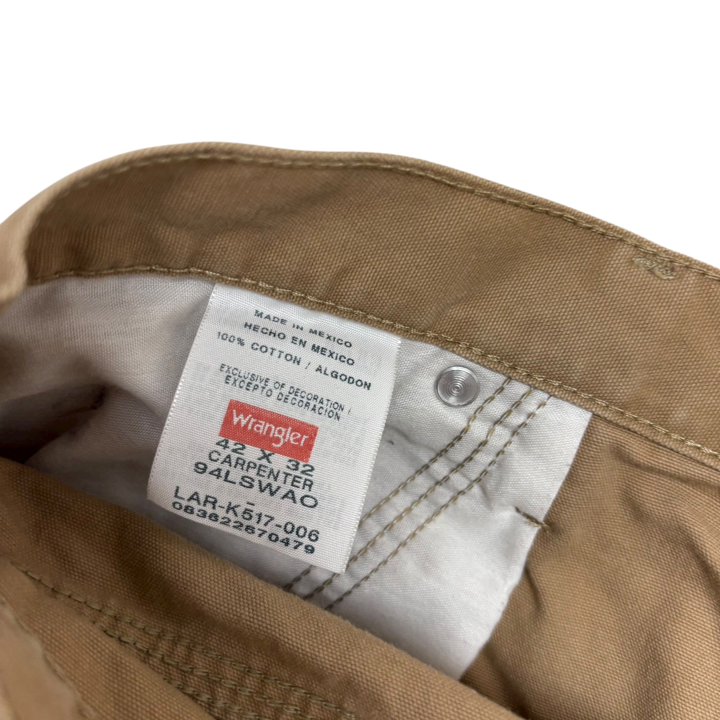 Wrangler Carpenter Pants W42 L32 Mens Beige Relaxed Straight Fit Pants