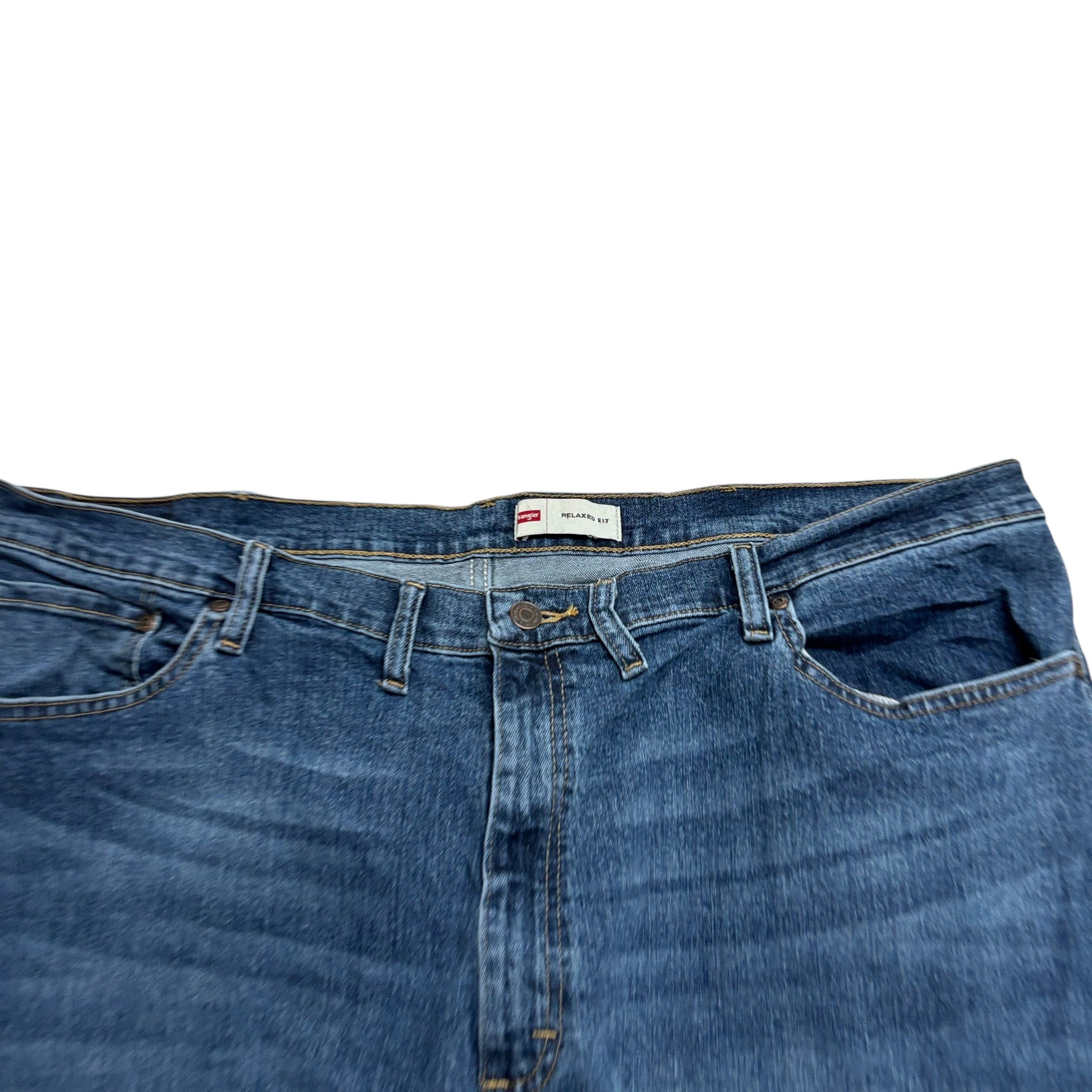 Wrangler Jeans W44 L30 Mens Mid Blue Relaxed Straight Fit Stretch Denim (E)
