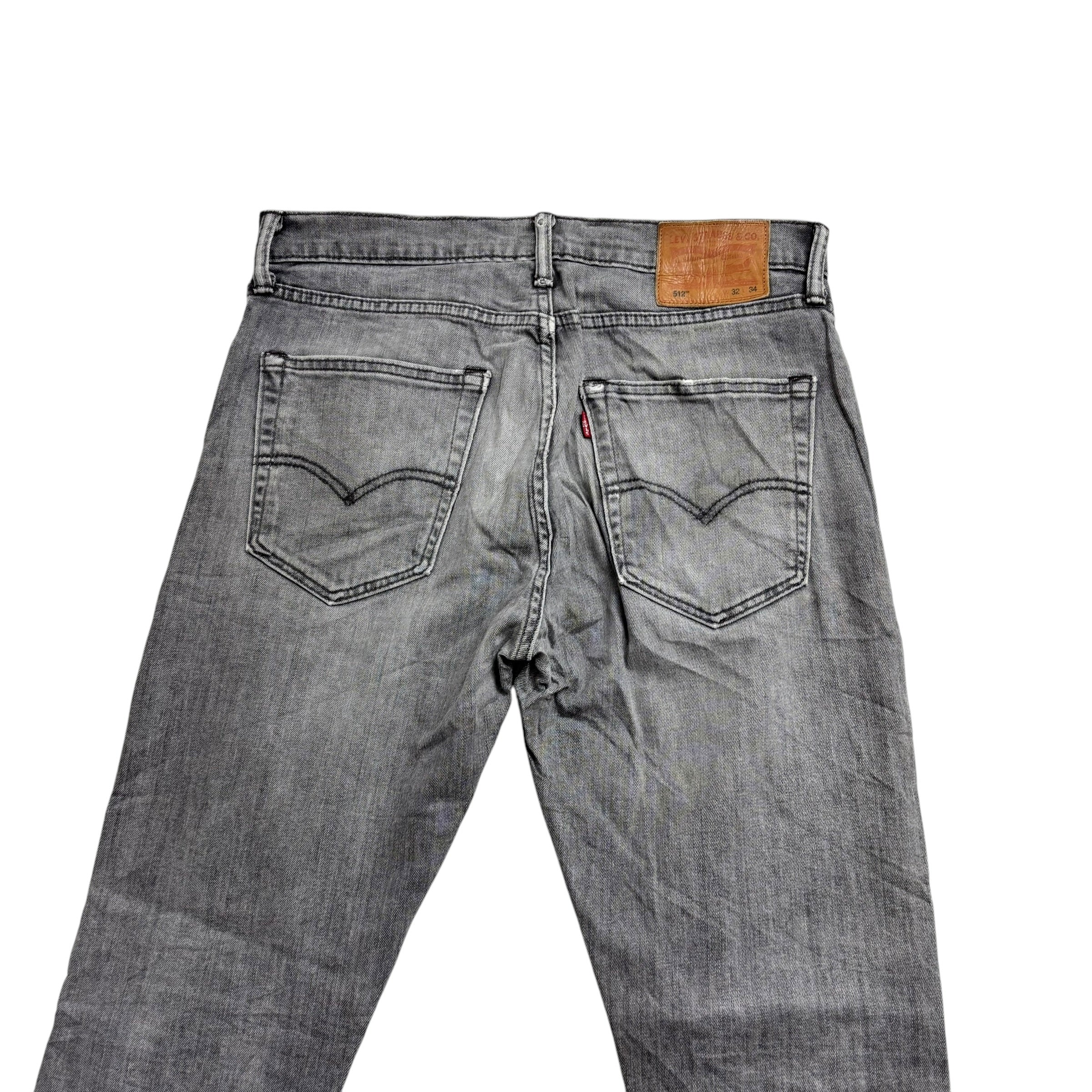 Levis 512 Jeans W32 L34 Mens Grey Slim Tapered Fit Stretch Denim (F)