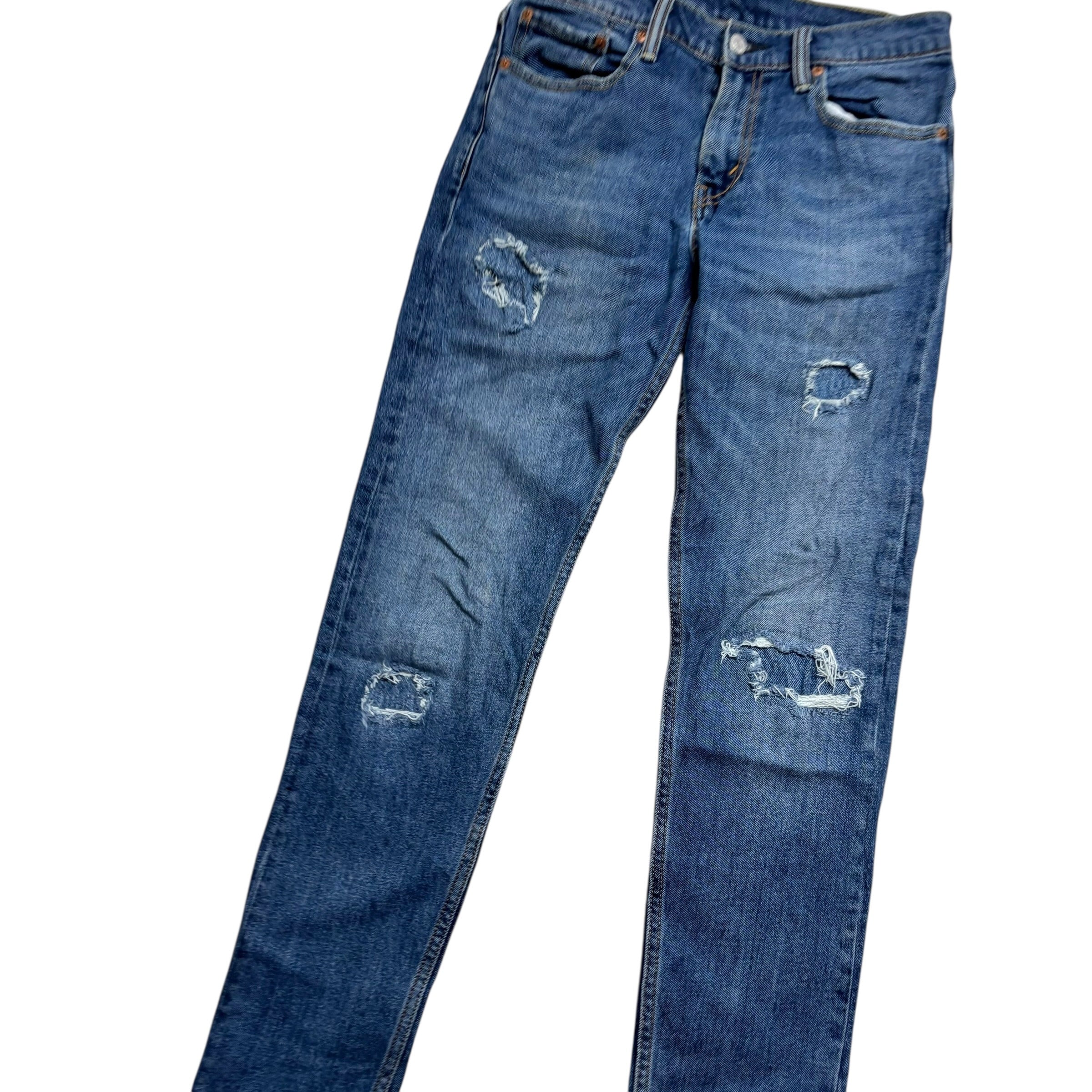 Levis 512 Distressed Jeans W29 L31 Mens Mid Blue Slim Tapered Fit Stretch Denim