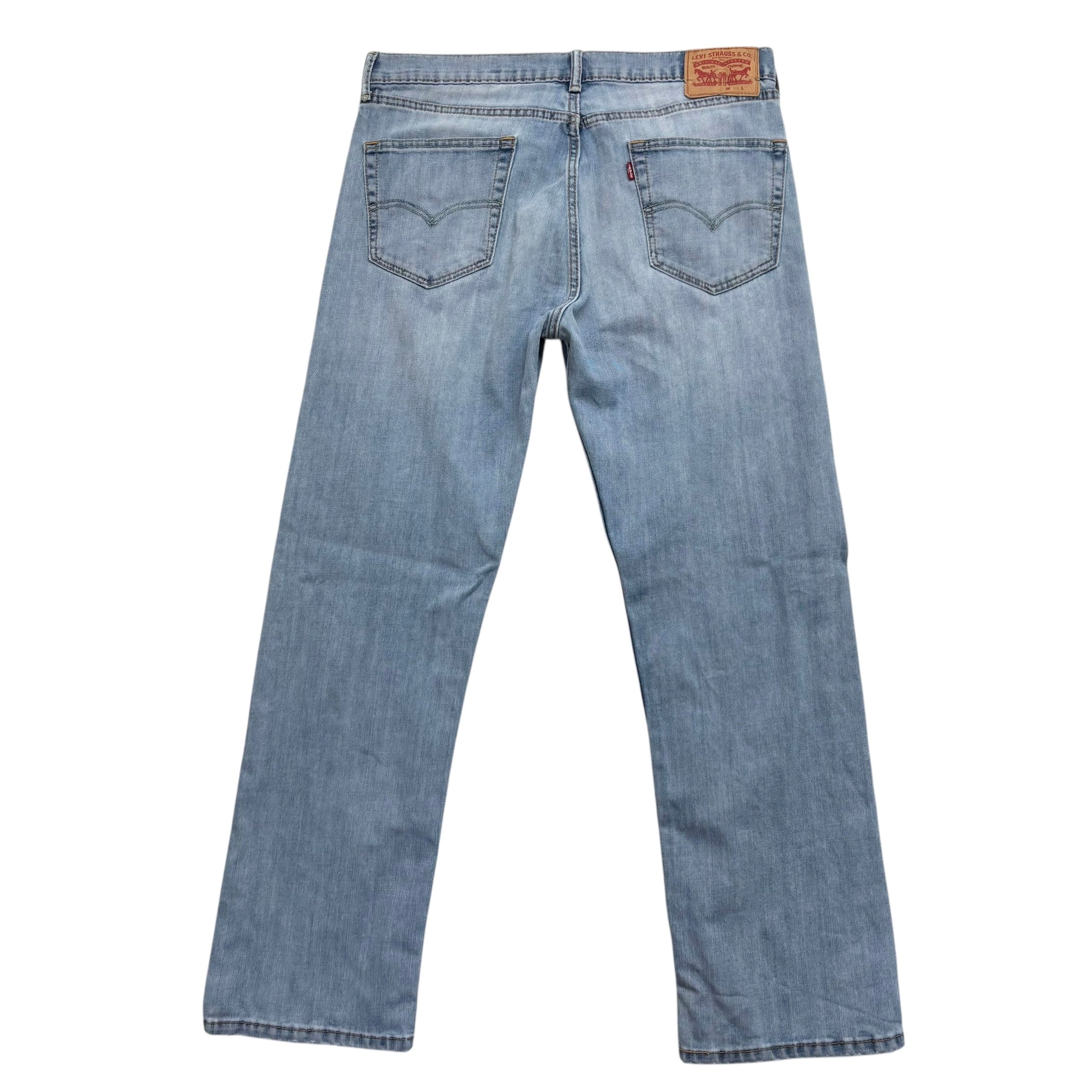 Levis 505 Jeans W34 L30 Mens Light Blue Regular Straight Fit Stretch Denim (E)