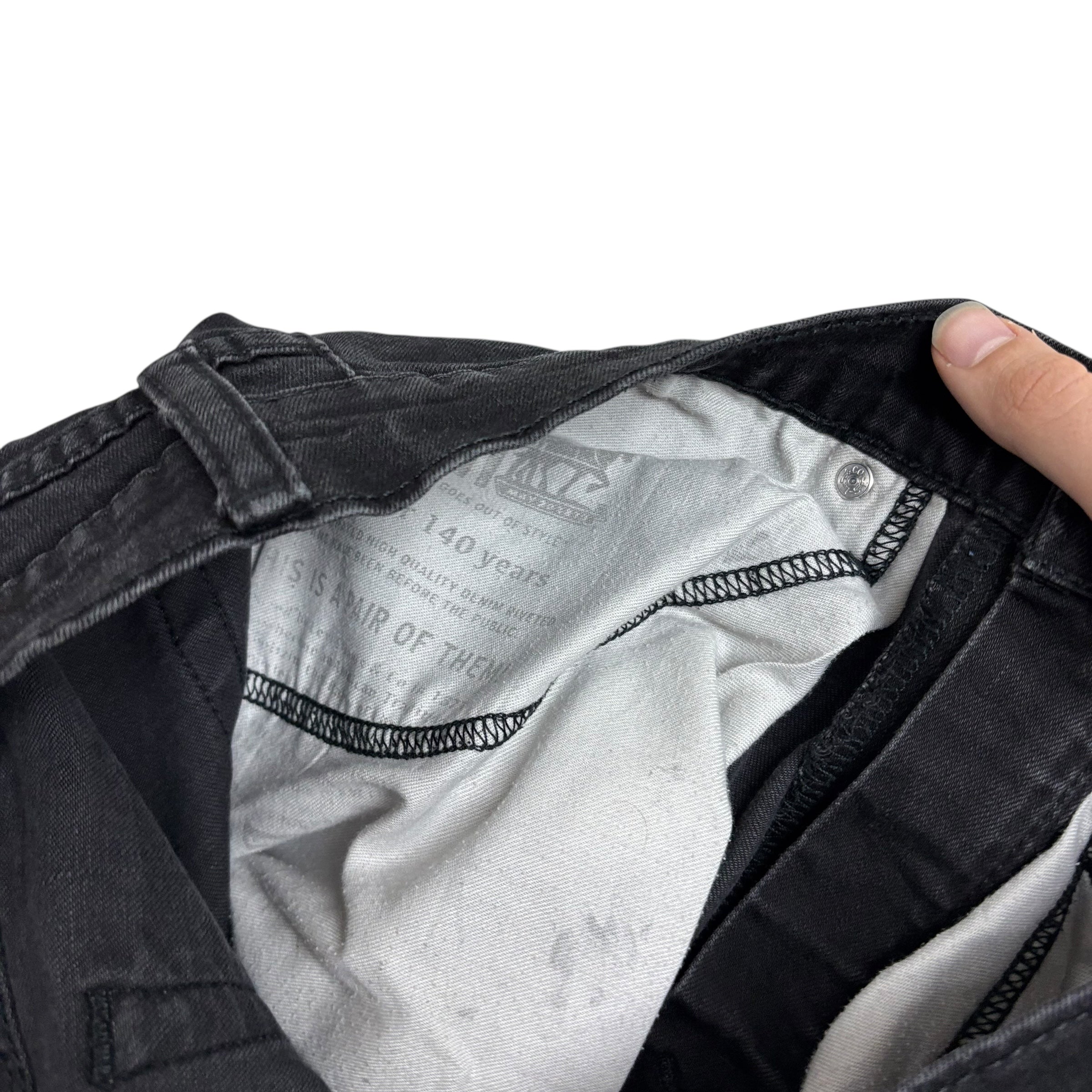 Levis 514 Jeans W34 L38 Mens Black Regular Straight Fit Stretch Denim