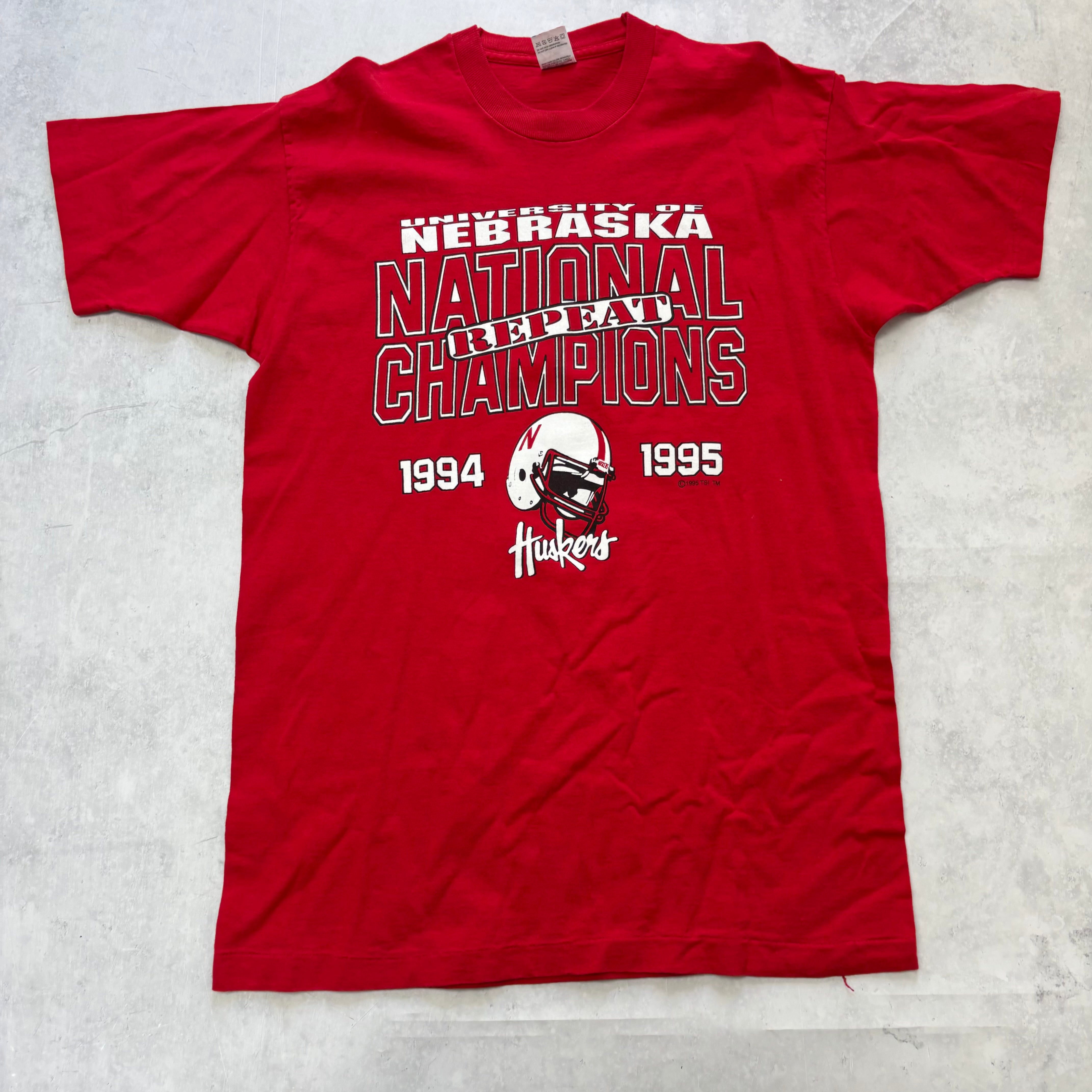 Vintage T Shirt Mens Large Red Single Stitch Graphic Print 90s College NFL (E)