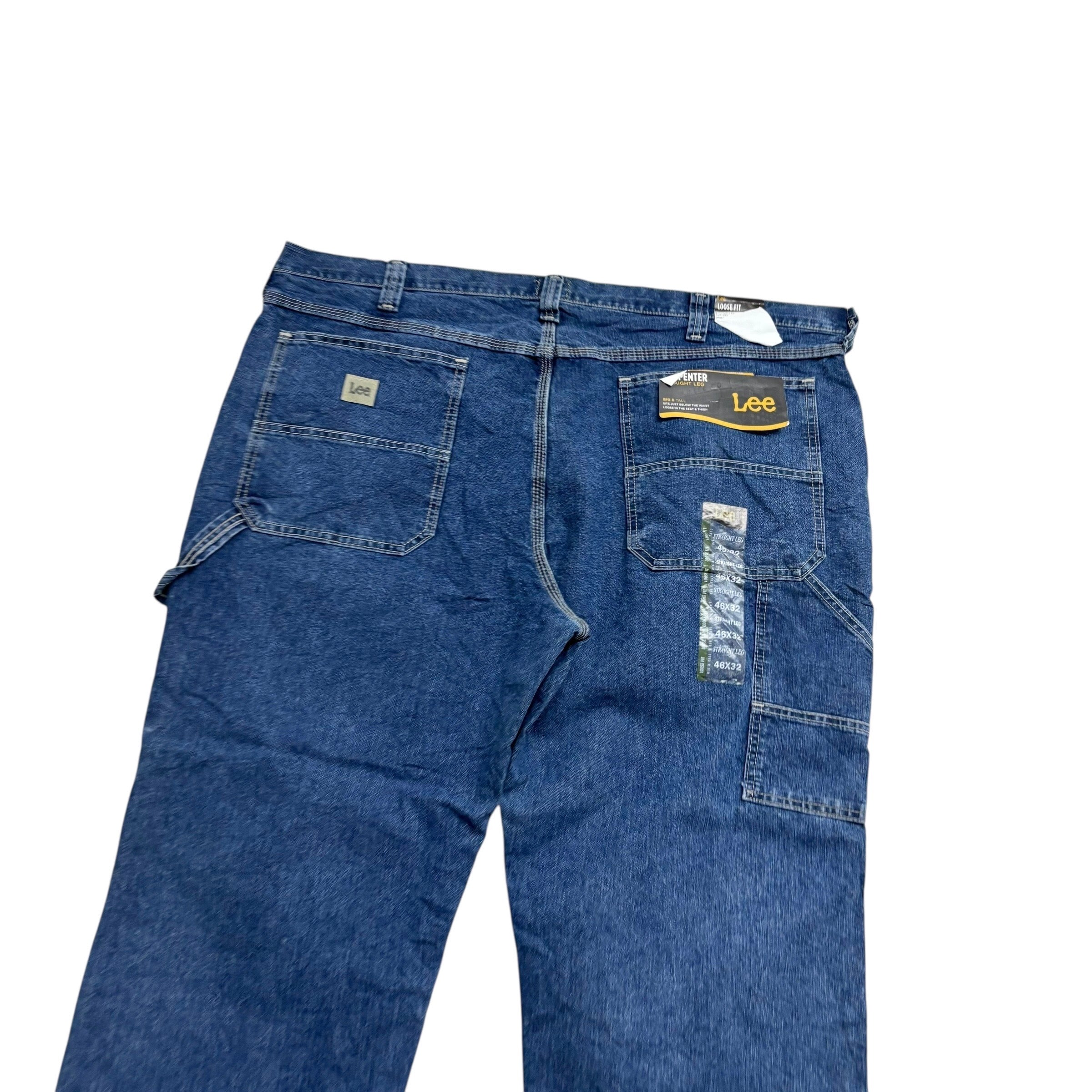 Lee Carpenter Jeans W46 L32 Mens Mid Blue Baggy Relaxed Straight Fit Denim (E)