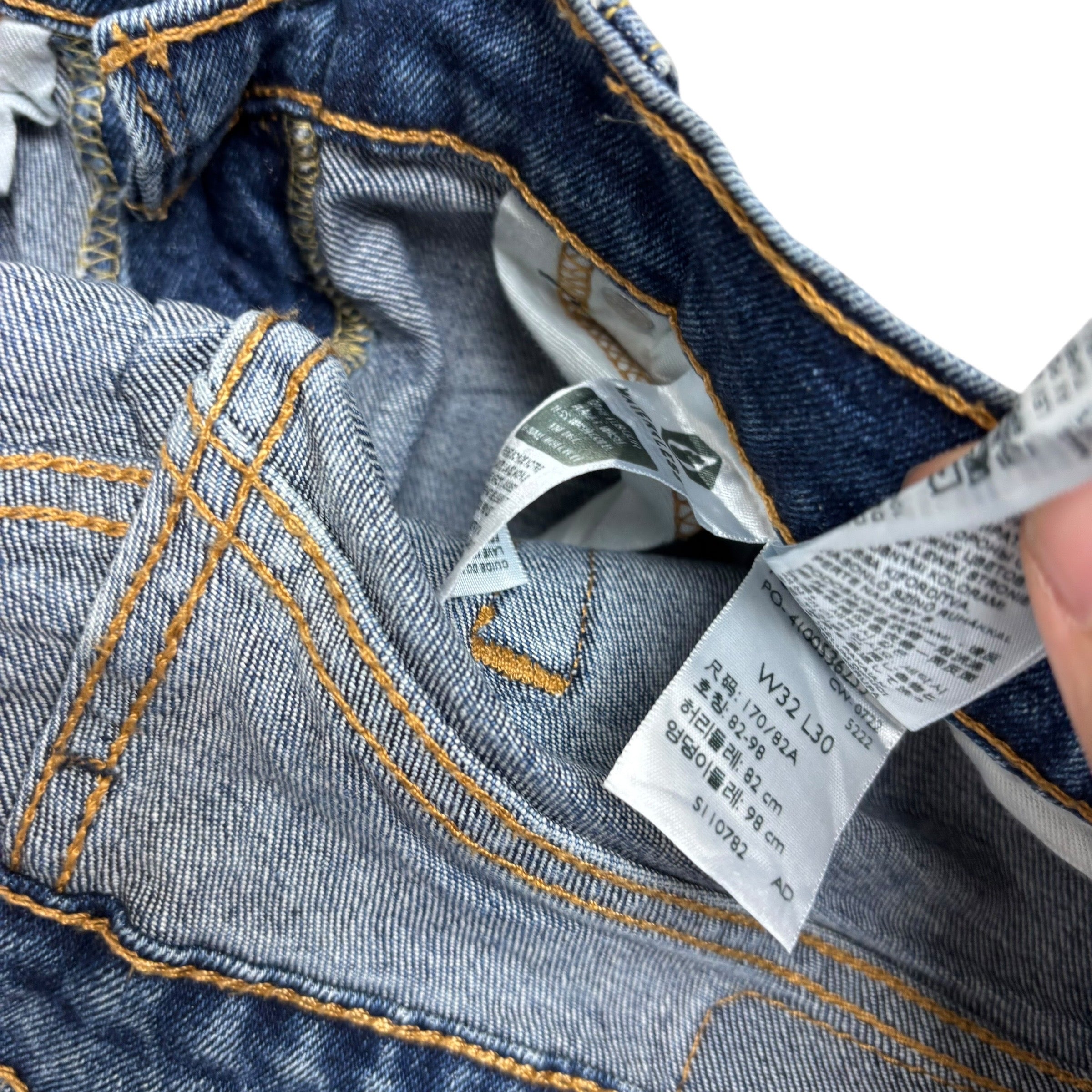 Levis 505 Jeans W32 L30 Mens Mid Blue Regular Straight Fit Stretch Denim (E)