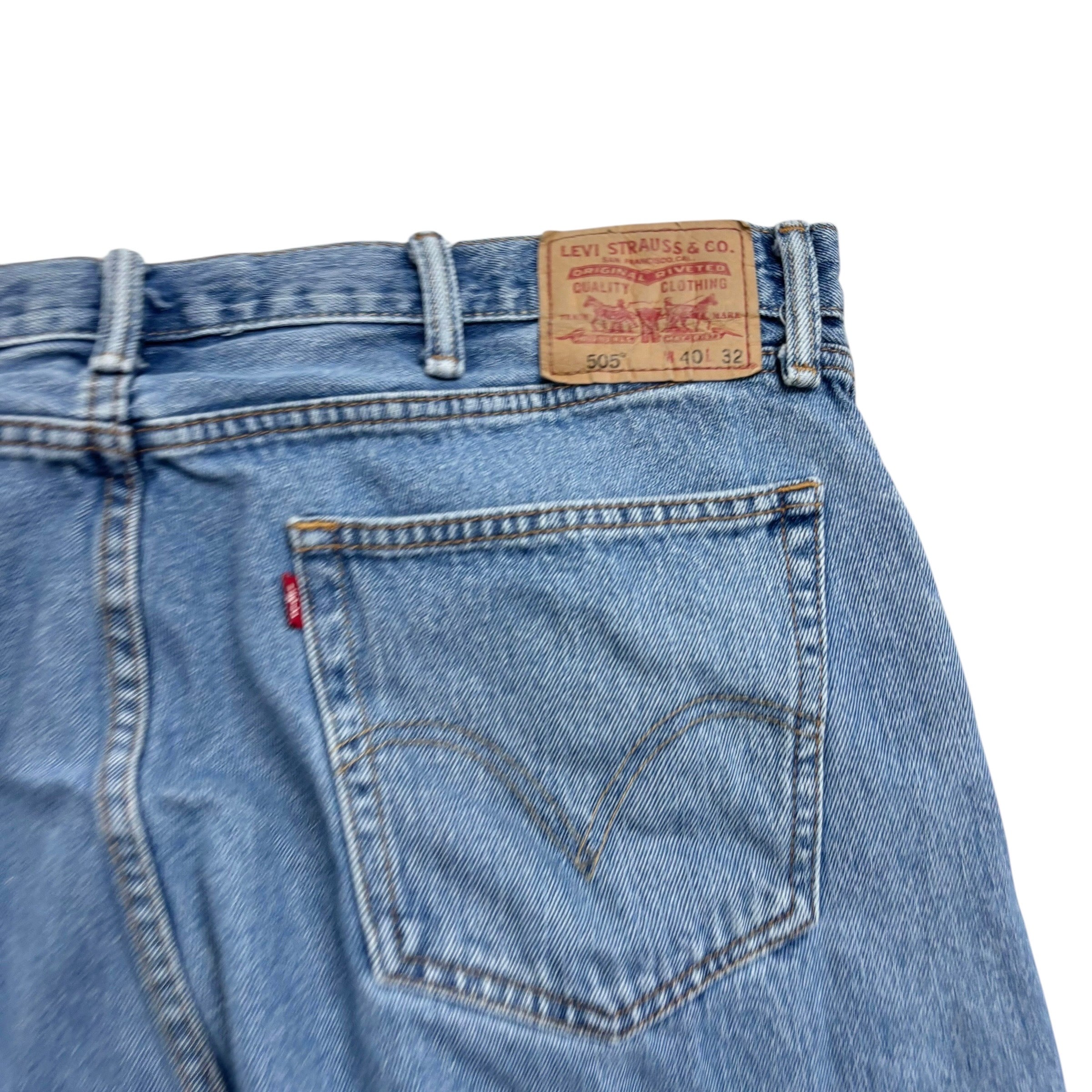 Levis 505 Jeans W40 L32 Mens Light Blue Regular Straight Fit Vintage Denim (E)