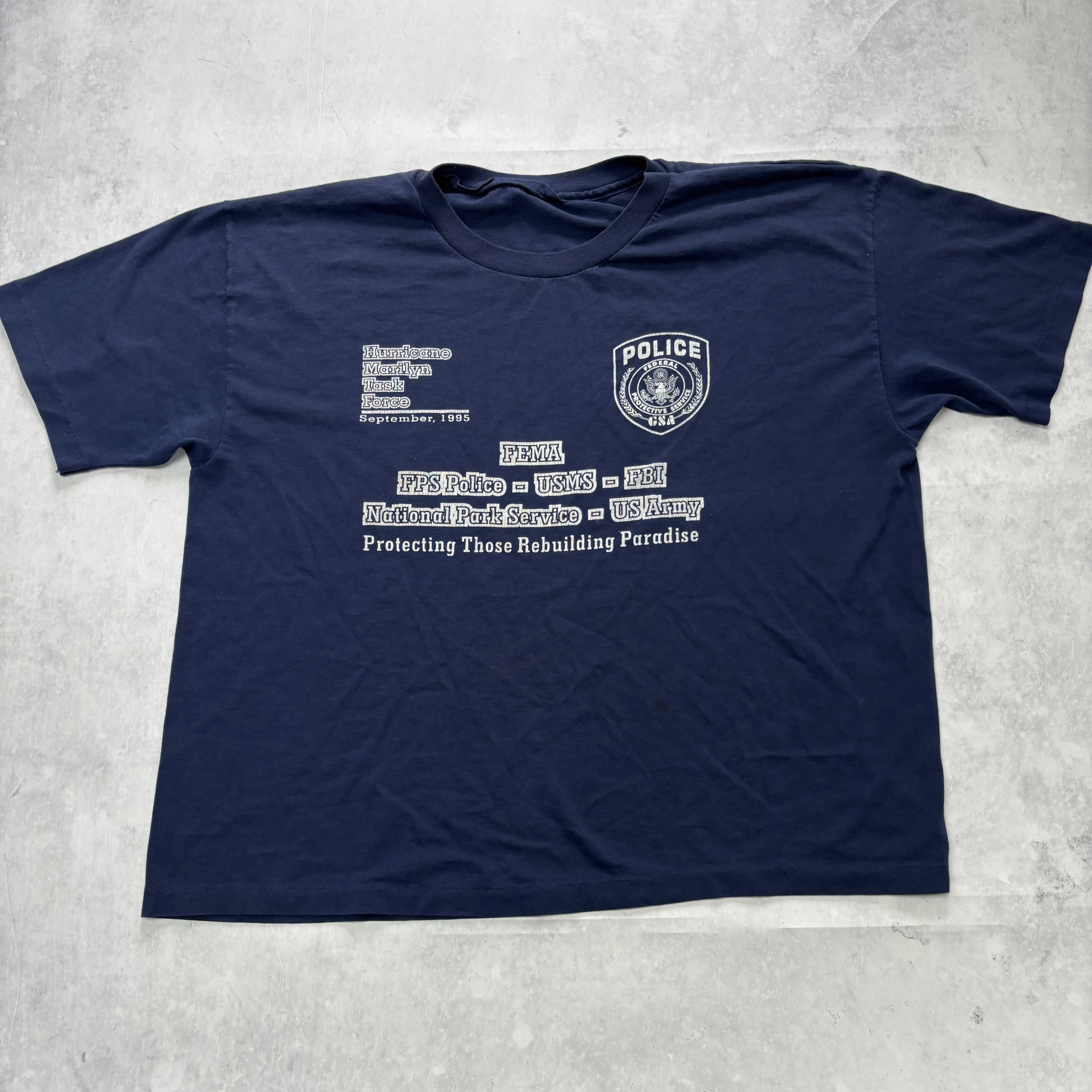 Vintage T Shirt Mens XL Navy Single Stitch Graphic Print 90s Boxy Fit