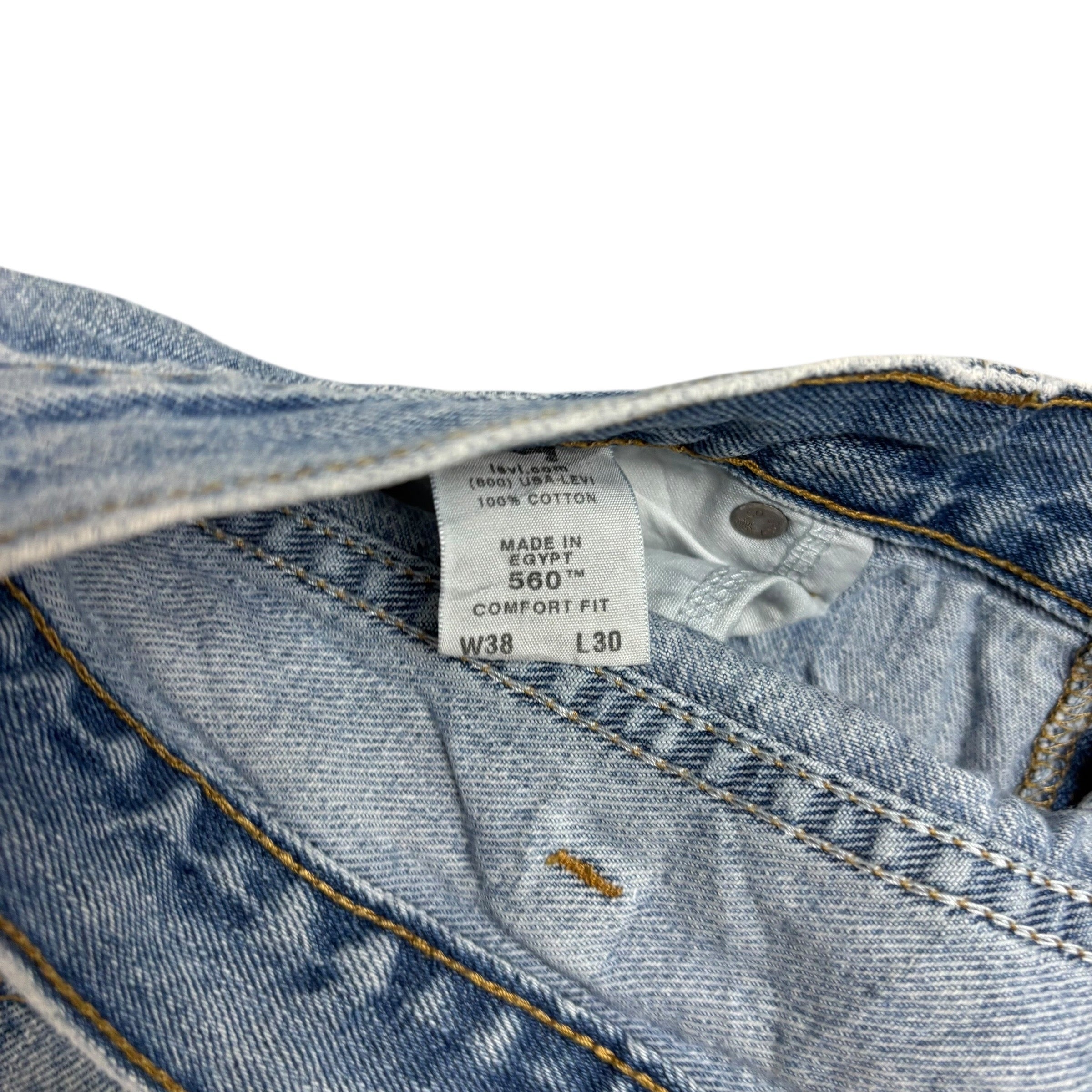 Levis 560 Jeans W38 L30 Mens Light Blue Baggy Relaxed Comfort Vintage Denim (E)