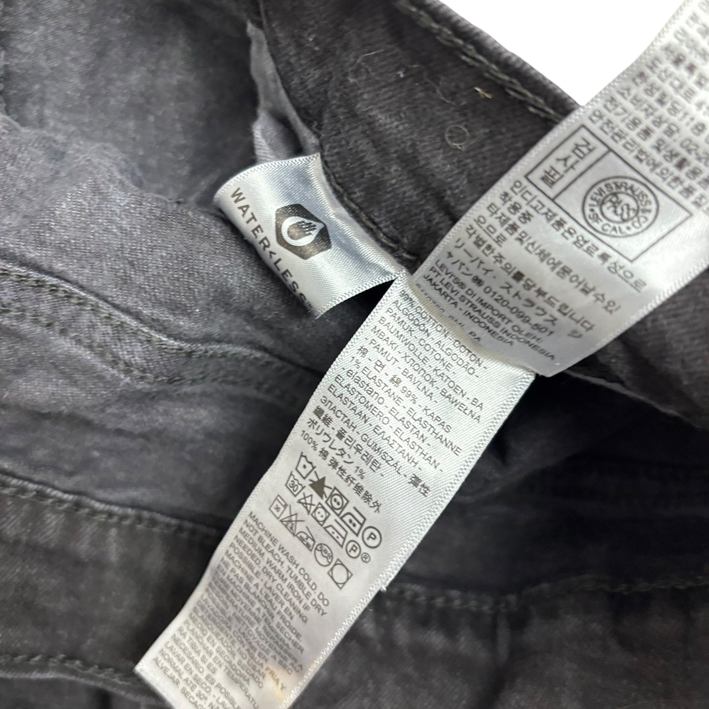 Levis 510 Jeans W36 L32 Mens Black Skinny Fit Stretch Denim (E)