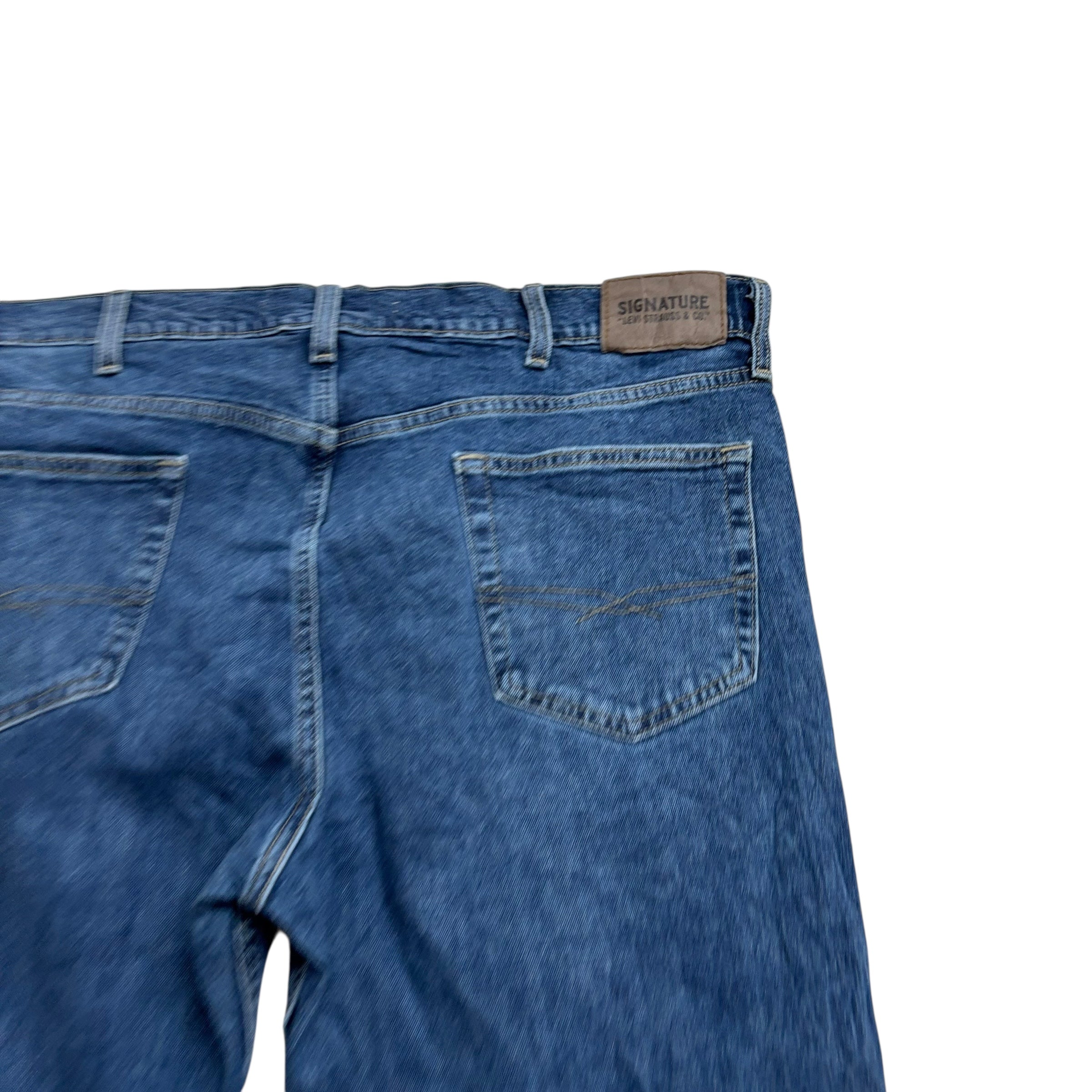 Levis Signature Jeans W40 L32 Mens Mid Blue Relaxed Straight Stretch Denim (E)