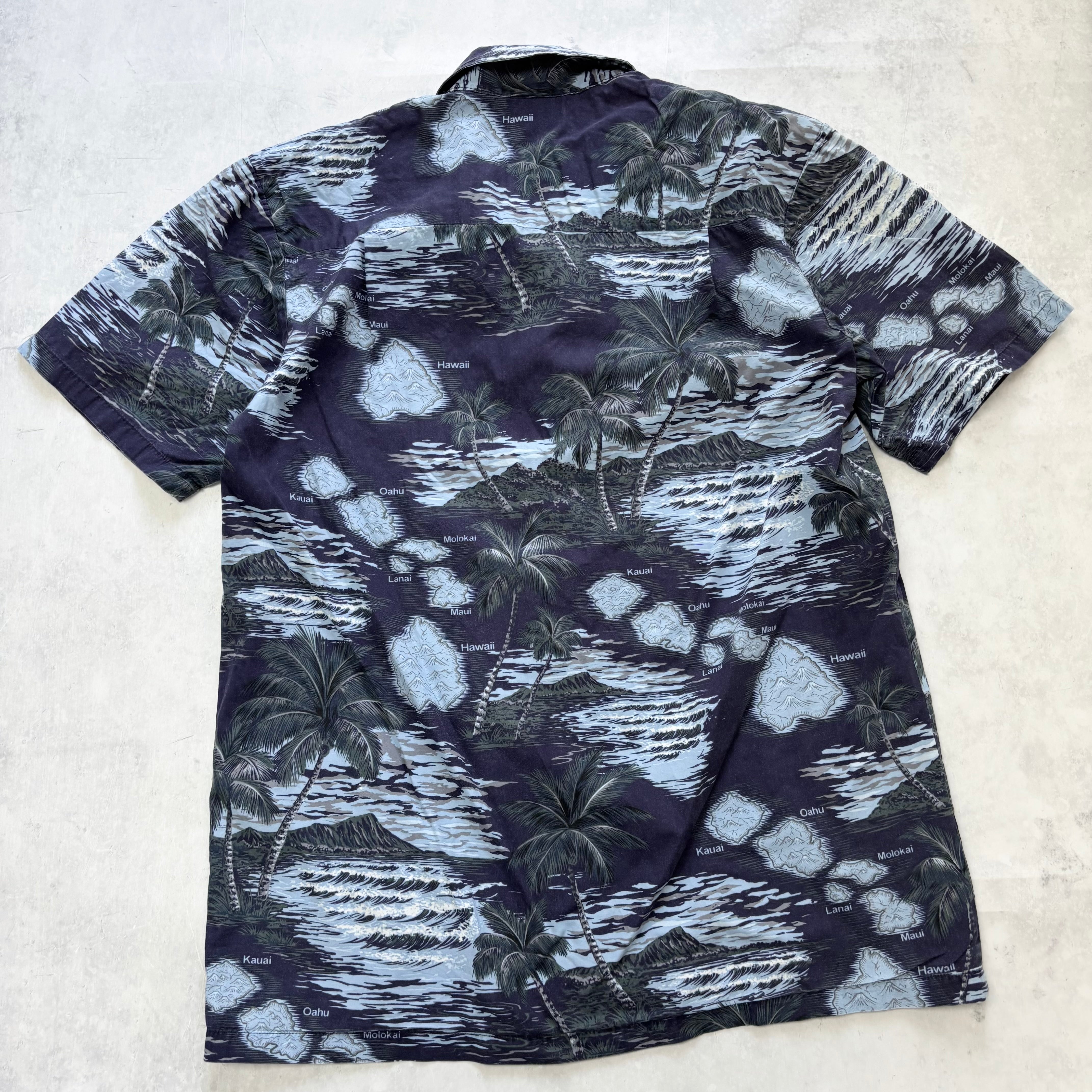 Vintage Hawaiian Shirt Mens Medium Blue Floral Aloha Short Sleeve Cotton (E)