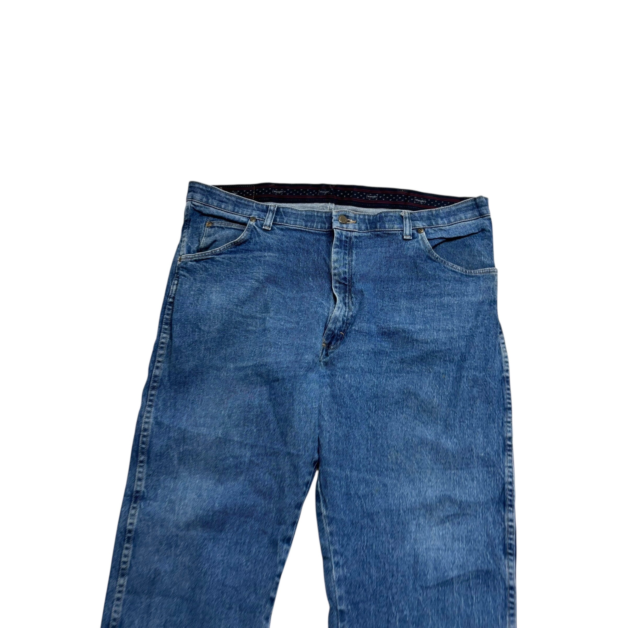 Wrangler Jeans W40 L30 Mens Mid Blue Regular Straight Fit Stretch Denim (F)