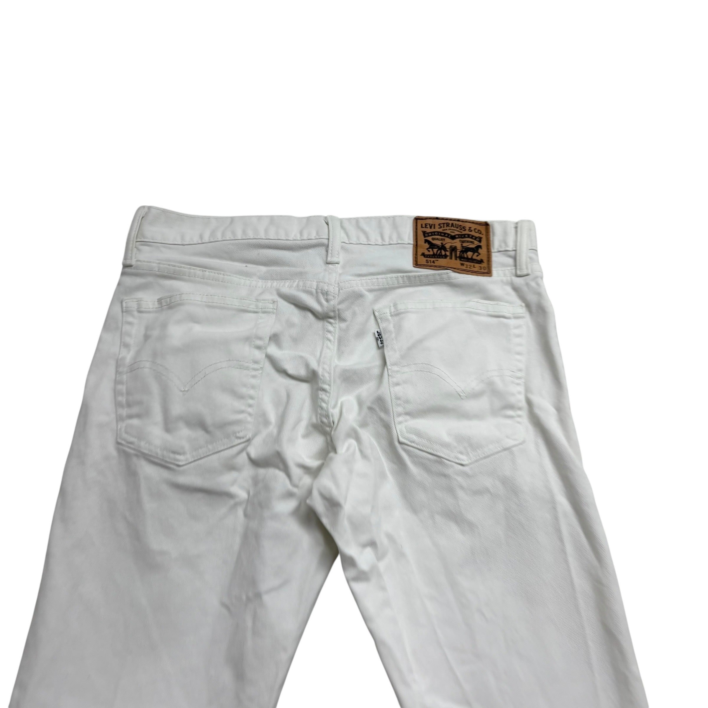 Levis 514 Jeans W32 L30 Mens White Regular Straight Fit Stretch Denim