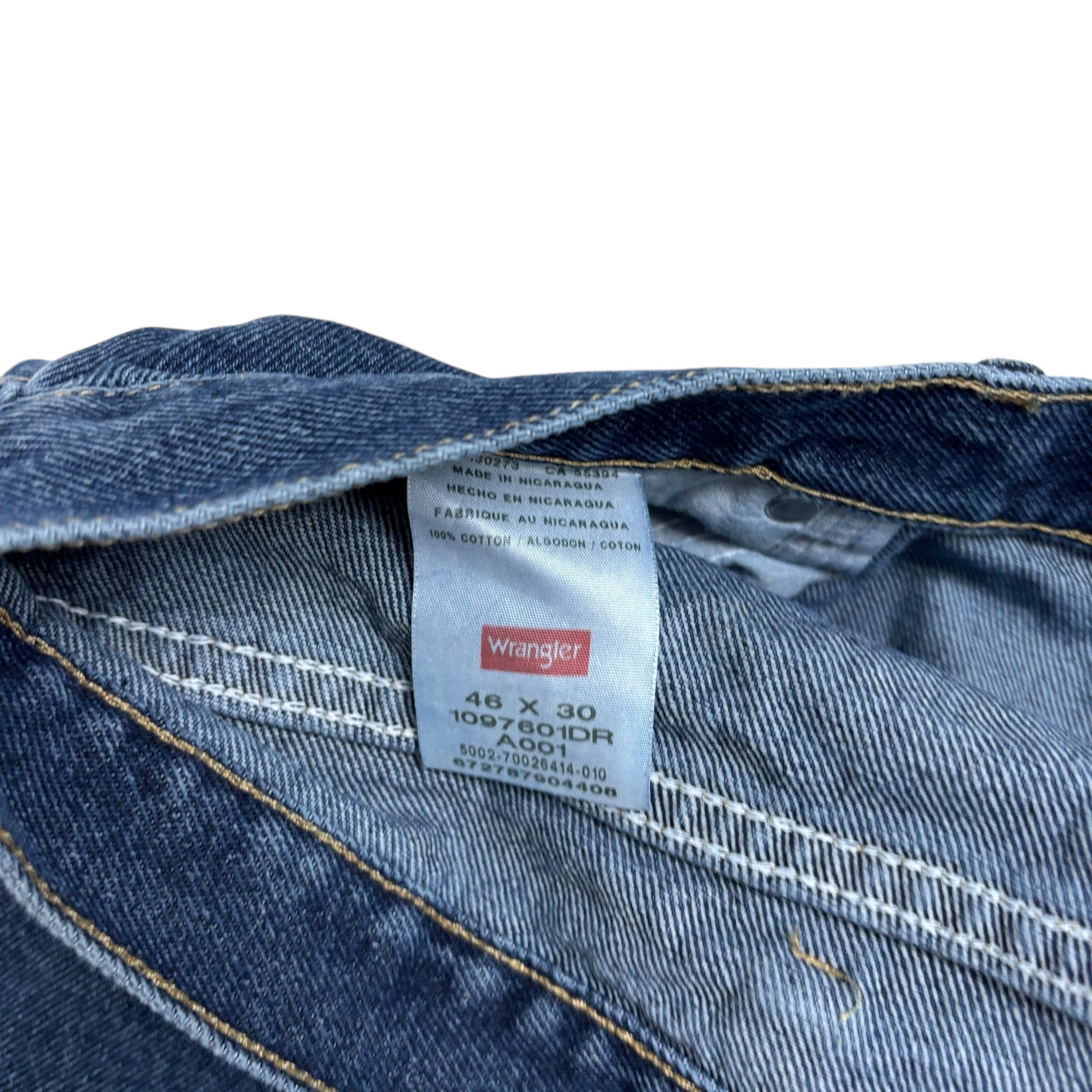 Wrangler Jeans W46 L30 Mens Dark Blue Relaxed Straight Fit Baggy Denim (E)