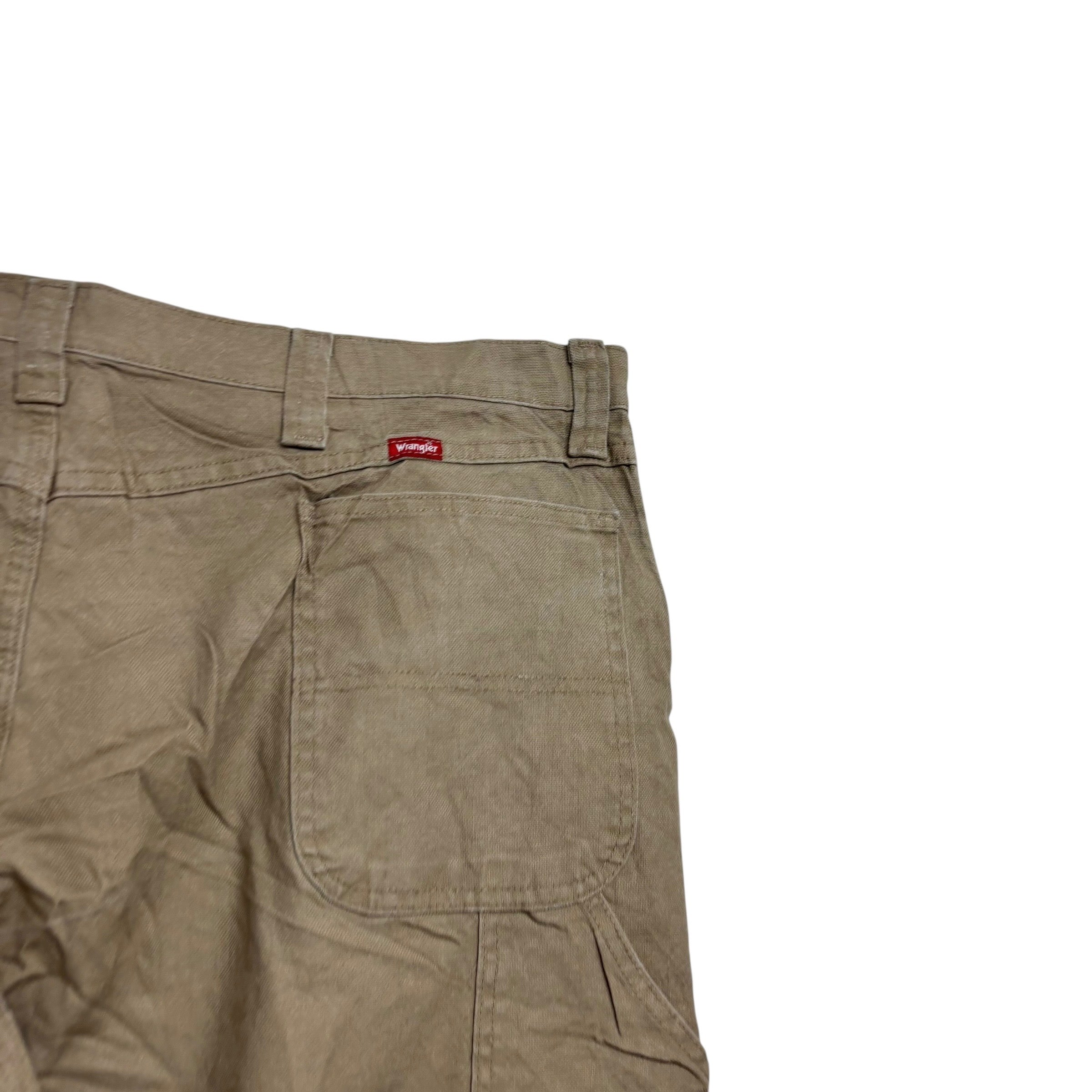 Wrangler Carpenter Pants W44 L32 Mens Beige Relaxed Straight Stretch Trouser (E)