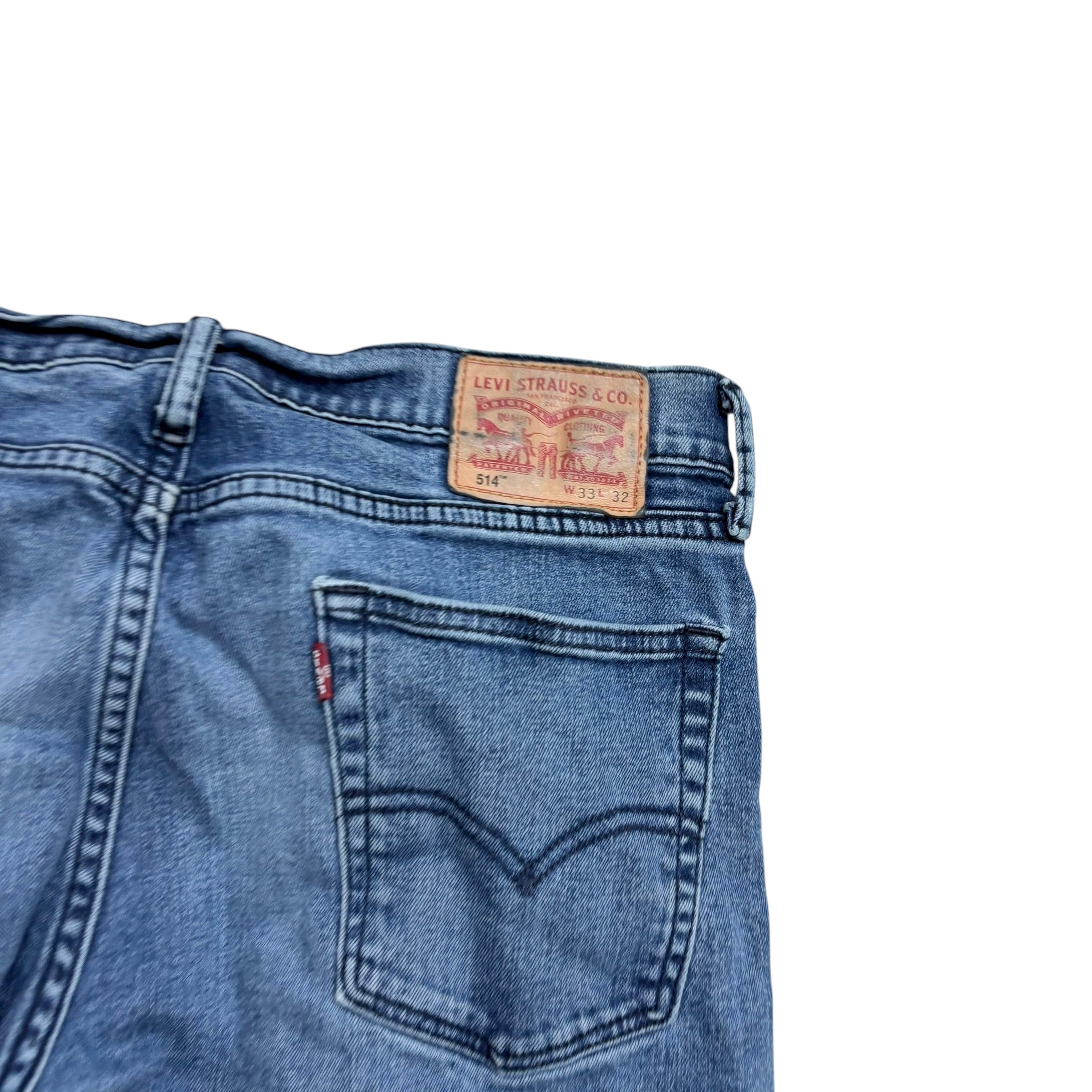 Levis 514 Jeans W32 L30 Mens Mid Blue Regular Straight Fit Stretch Denim