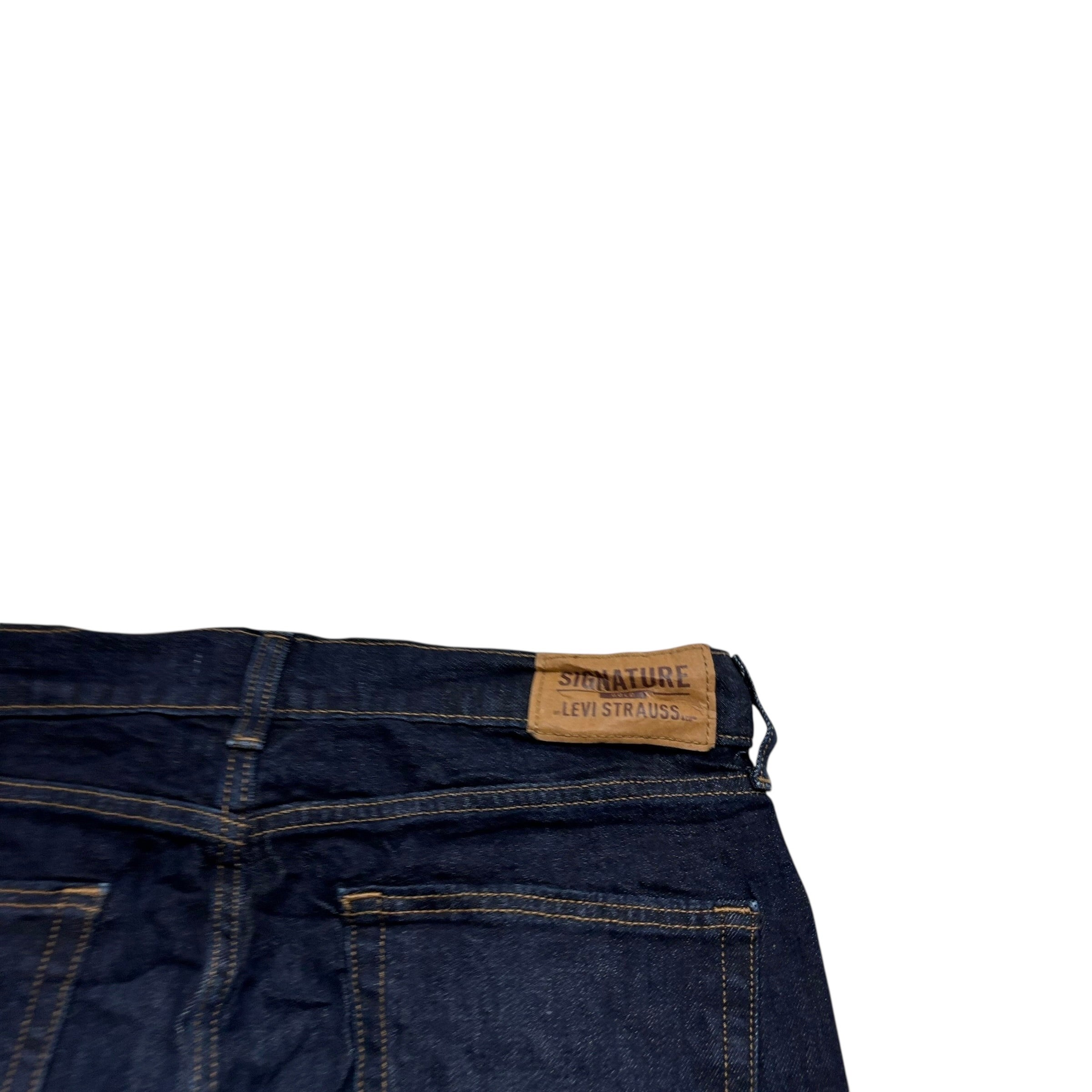 Levis Signature Jeans W32 L32 Mens Dark Blue Regular Straight Stretch Denim (E)