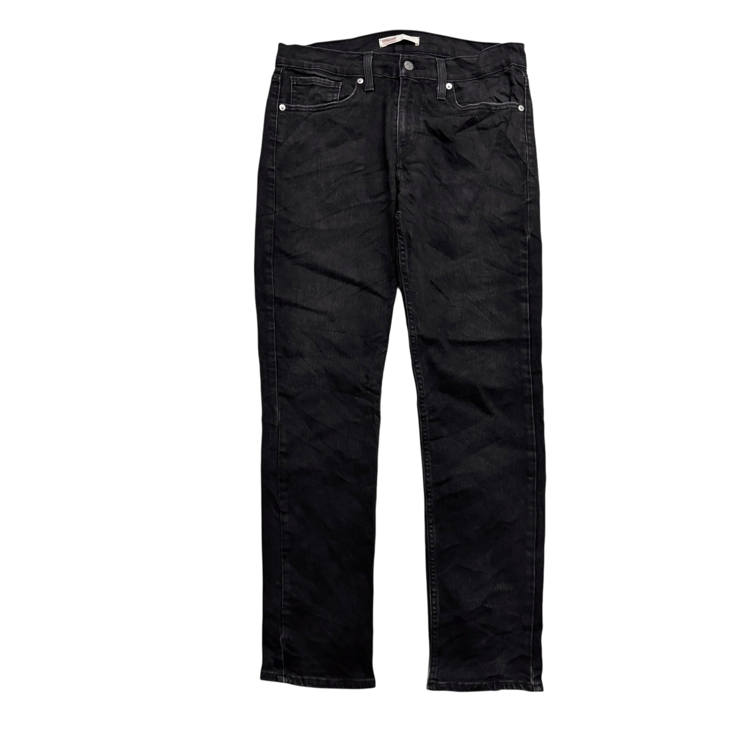 Levis Signature Jeans W32 L30 Mens Black Slim Fit Stretch Denim (E)