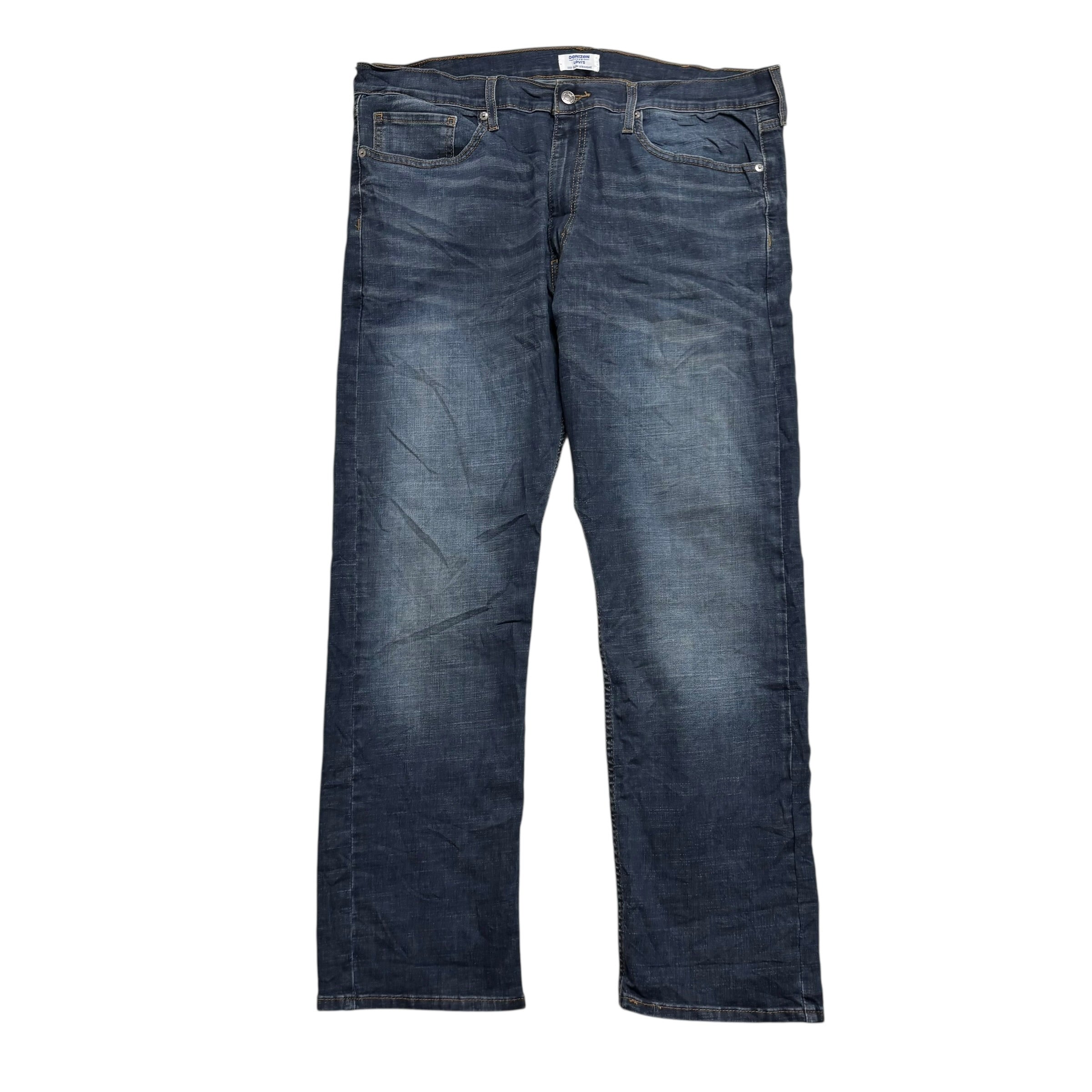 Levis Denizen Jeans W38 L30 Mens Dark Blue Slim Straight Stretch Denim (E)