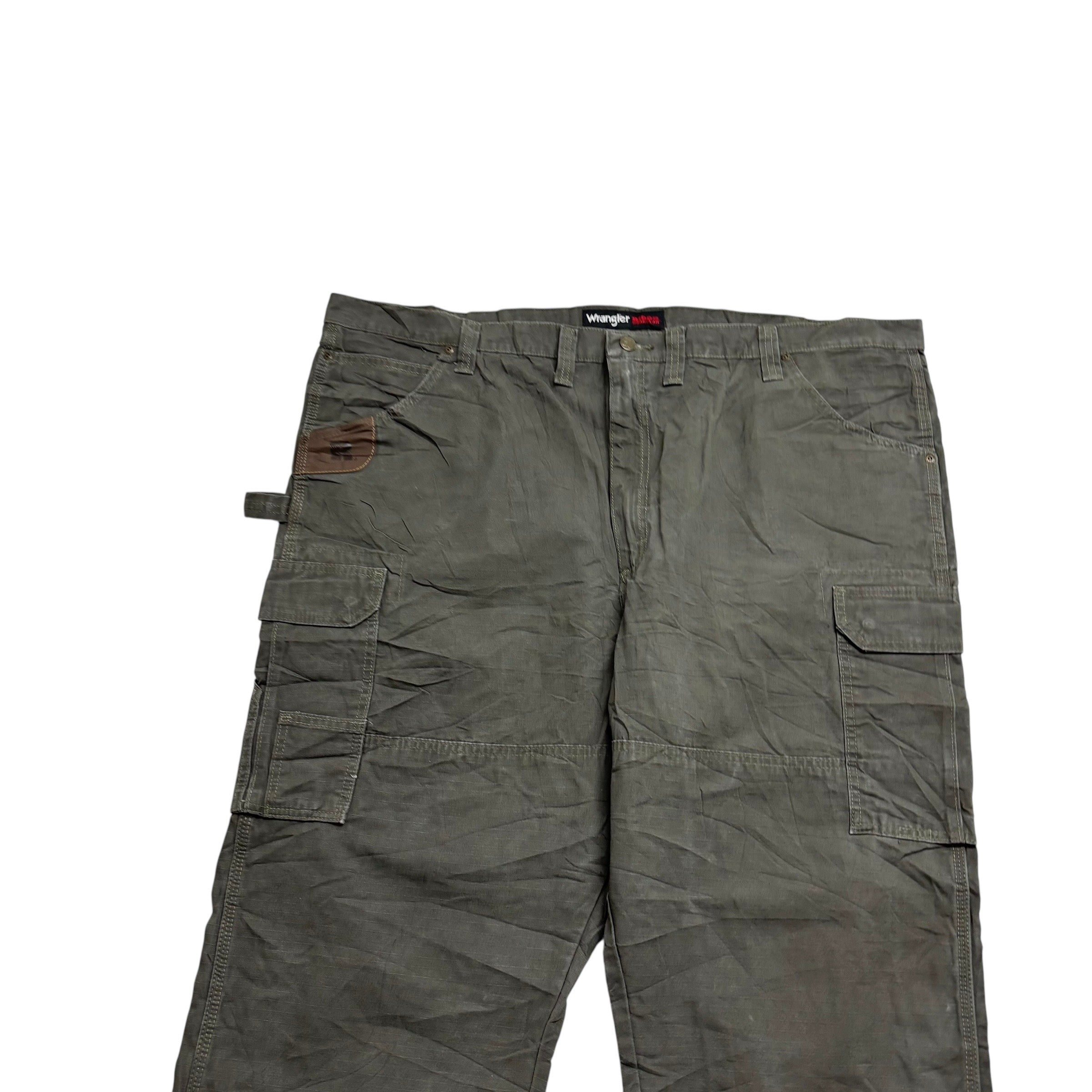 Wrangler Carpenter Pants W48 L32 Mens Green Relaxed Straight Fit Trousers (E)